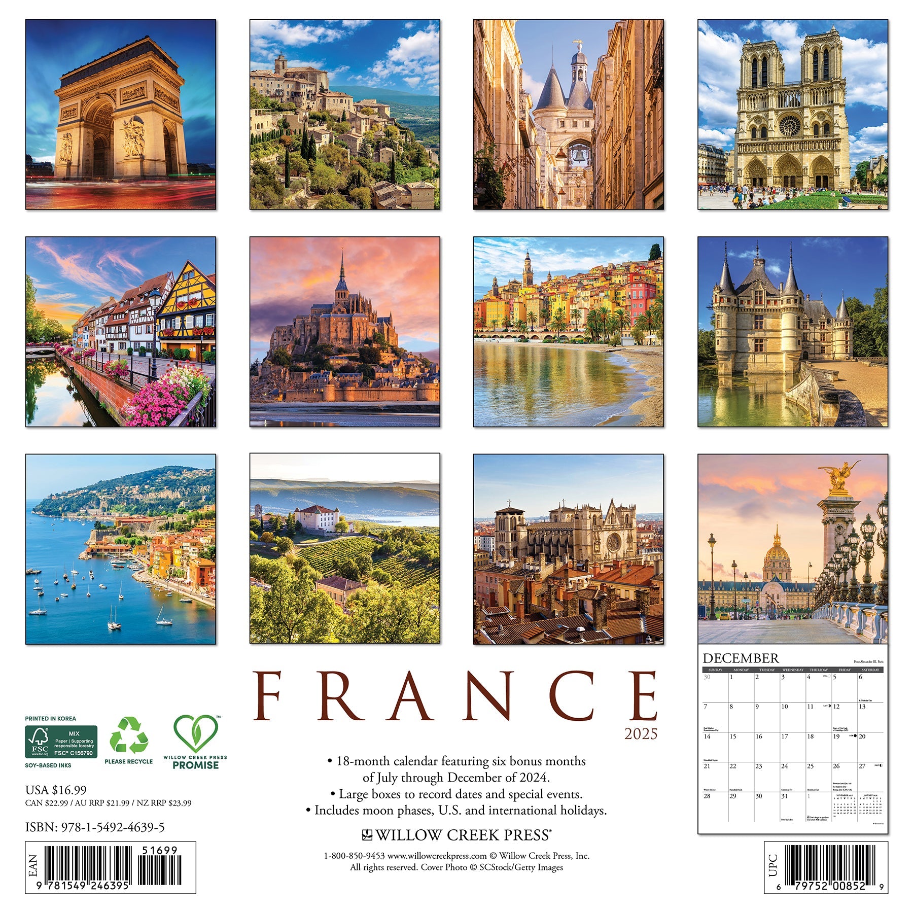 2025 France - Square Wall Calendar