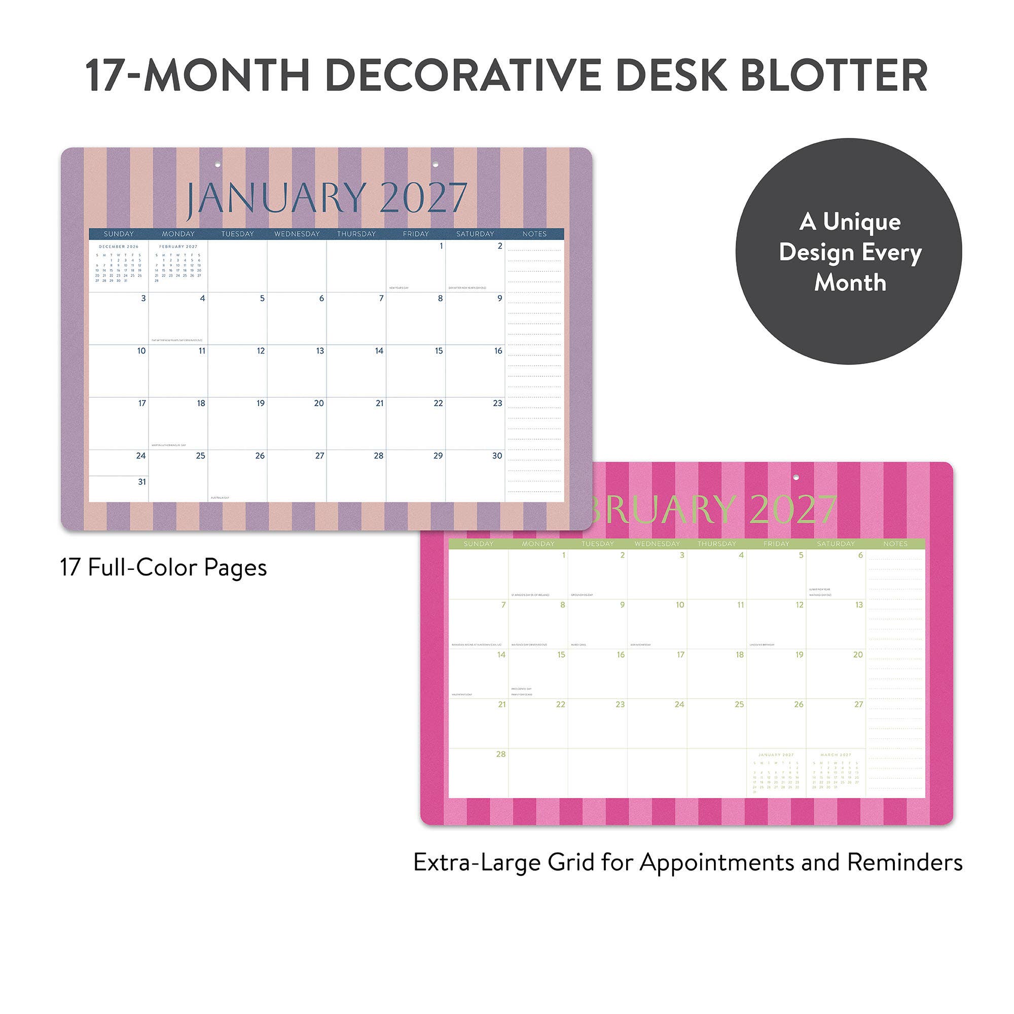 2027 Cabana Stripes Decorative Desk Blotter