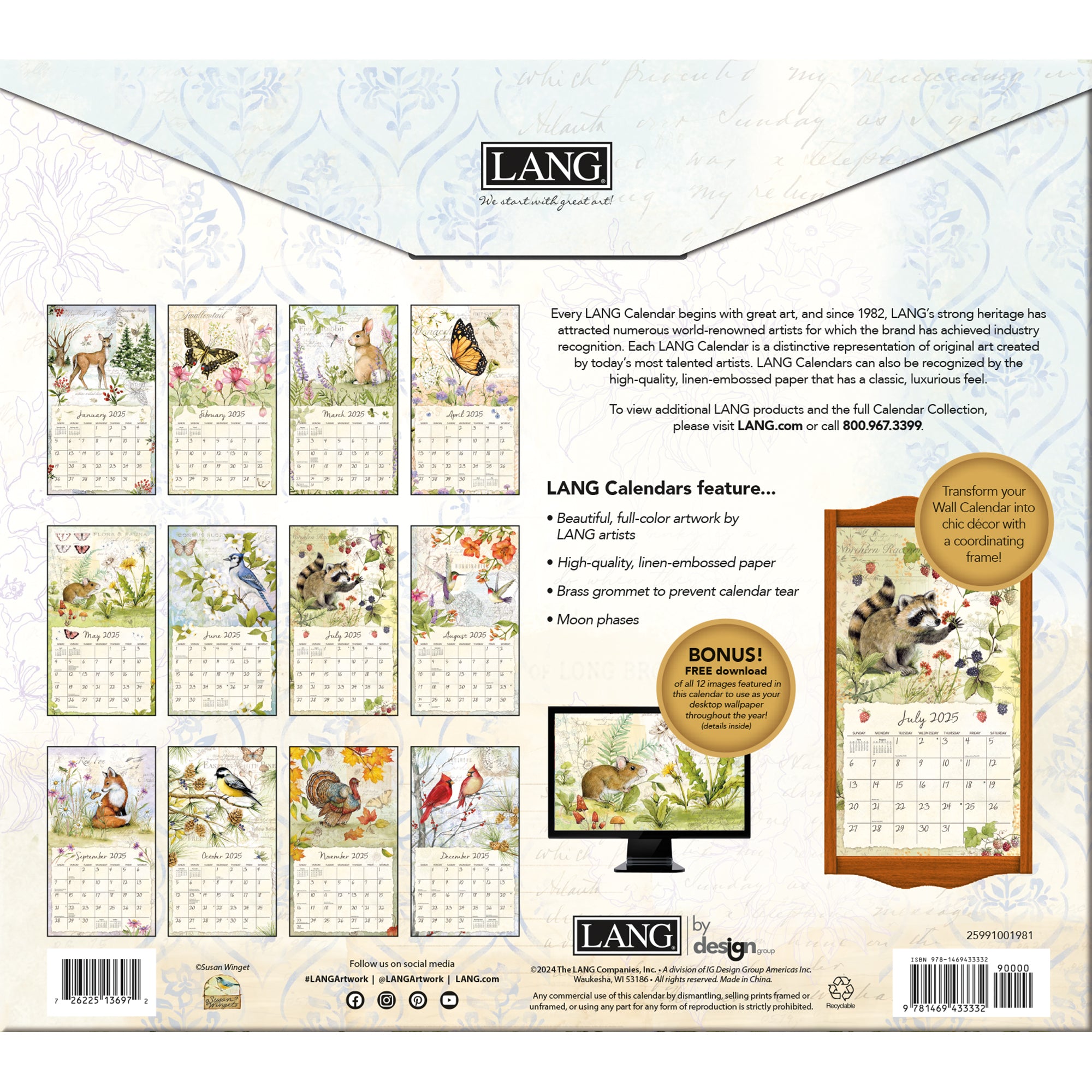 2025 Field Guide By Susan Winget - LANG Deluxe Wall Calendar