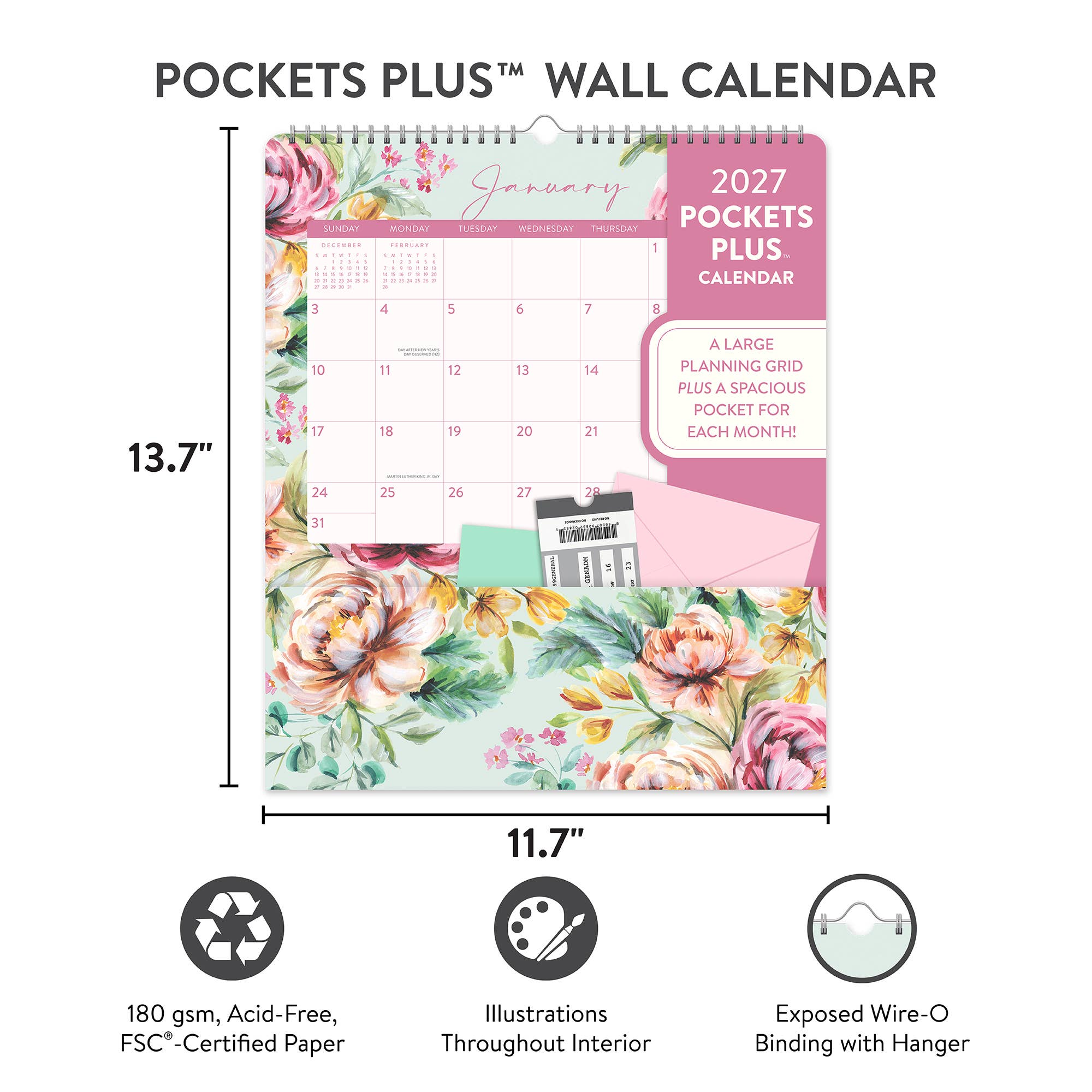2027 Bella Flora Pockets Plus™ Wall Calendar