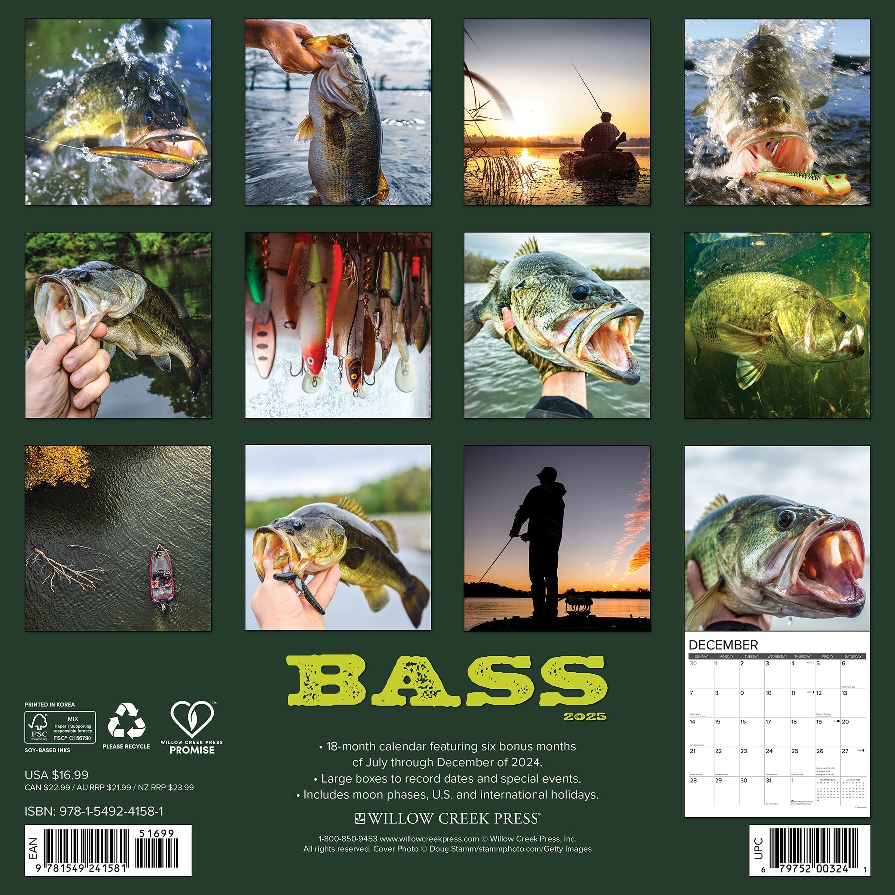 2025 Bass - Square Wall Calendar