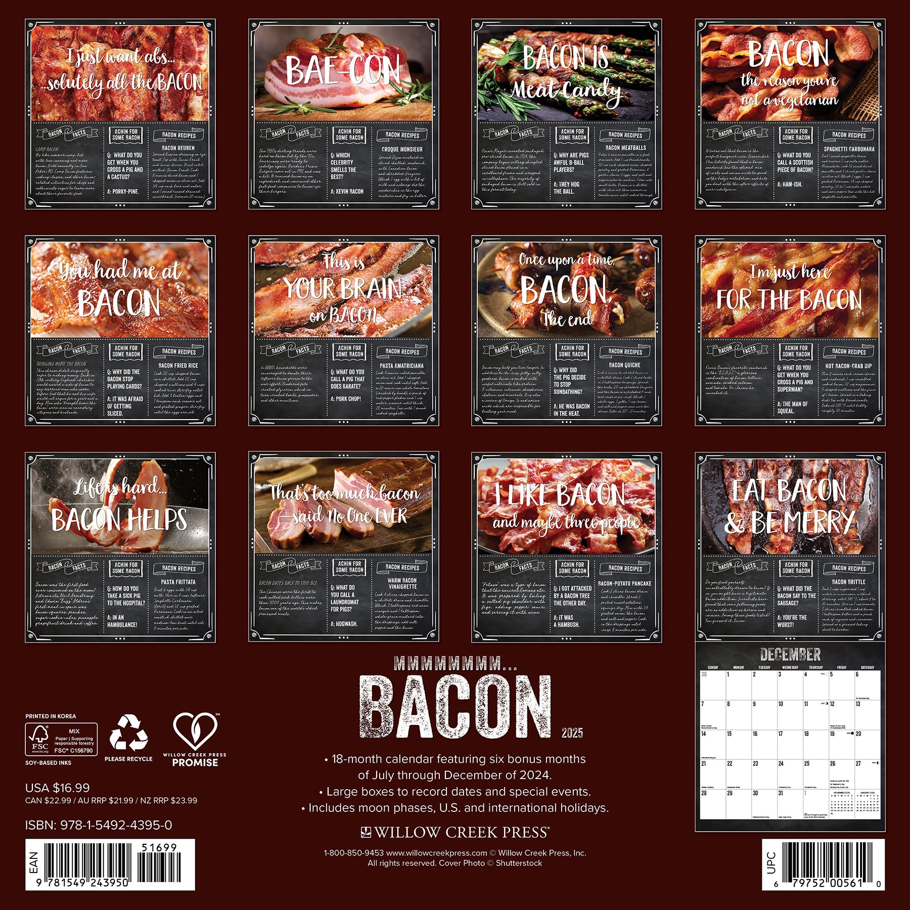 2025 MMMMMMMM Bacon - Square Wall Calendar