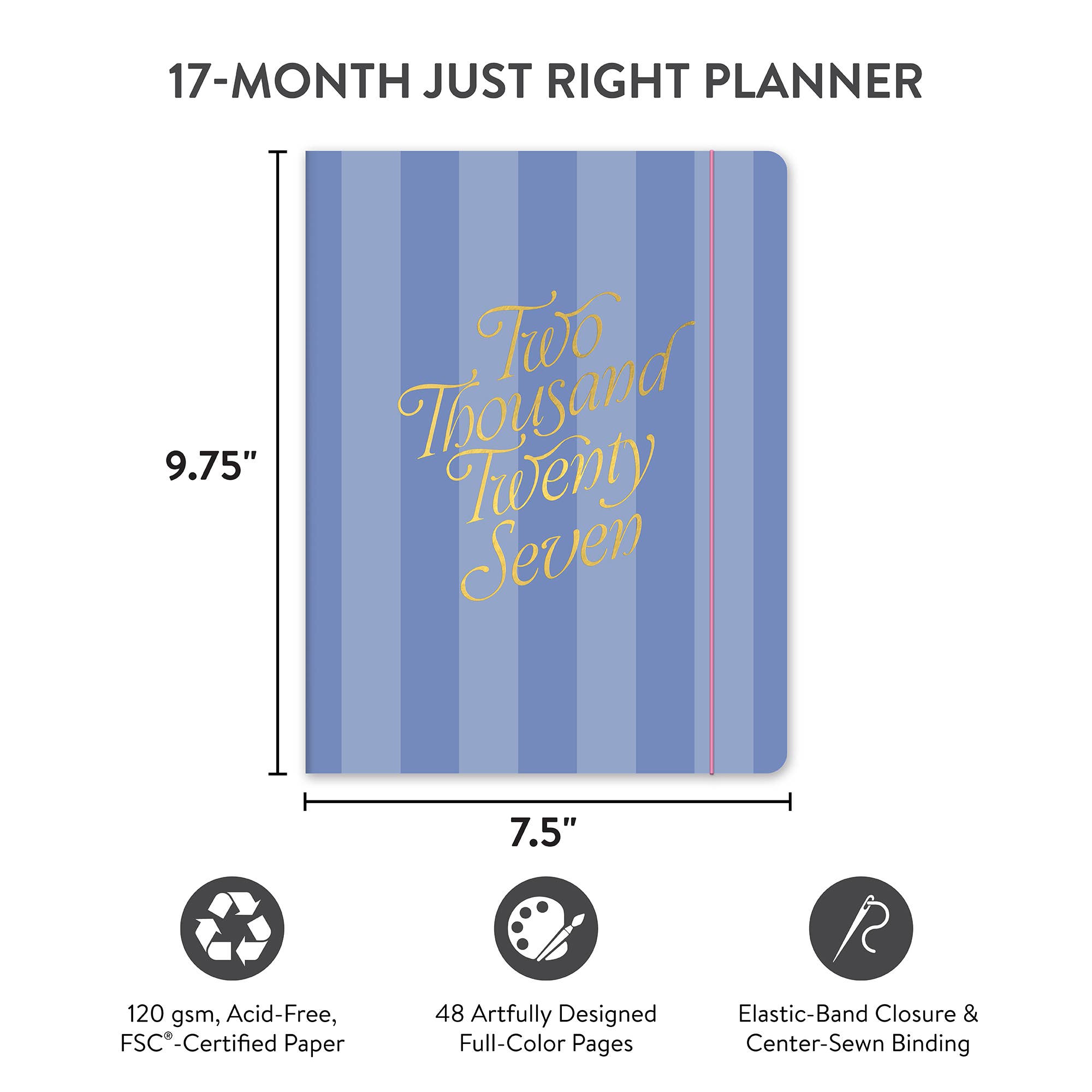 2027 Cabana Stripes Just Right Monthly Planner