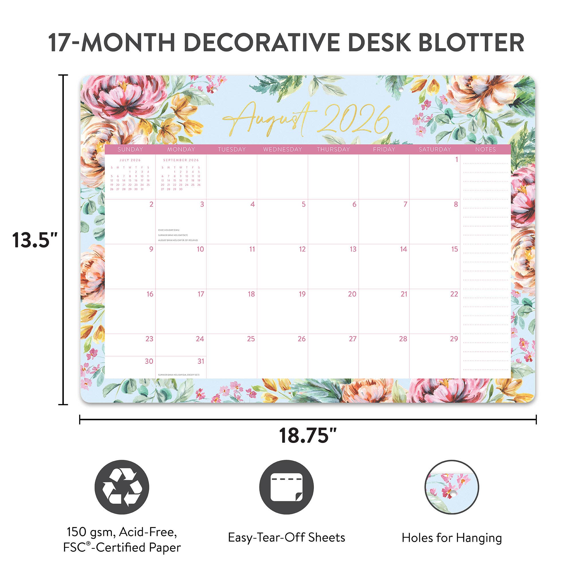 2027 Bella Flora Decorative Desk Blotter