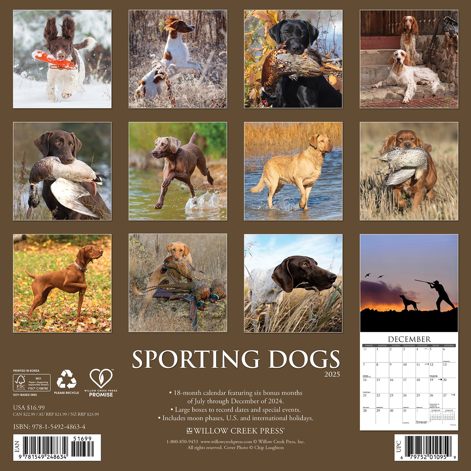 2025 Sporting Dogs - Square Wall Calendar