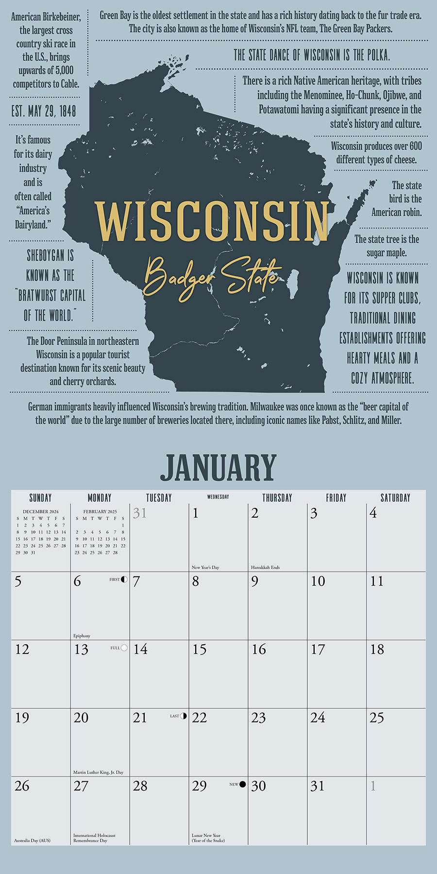 2025 Road Trip Trivia - Square Wall Calendar