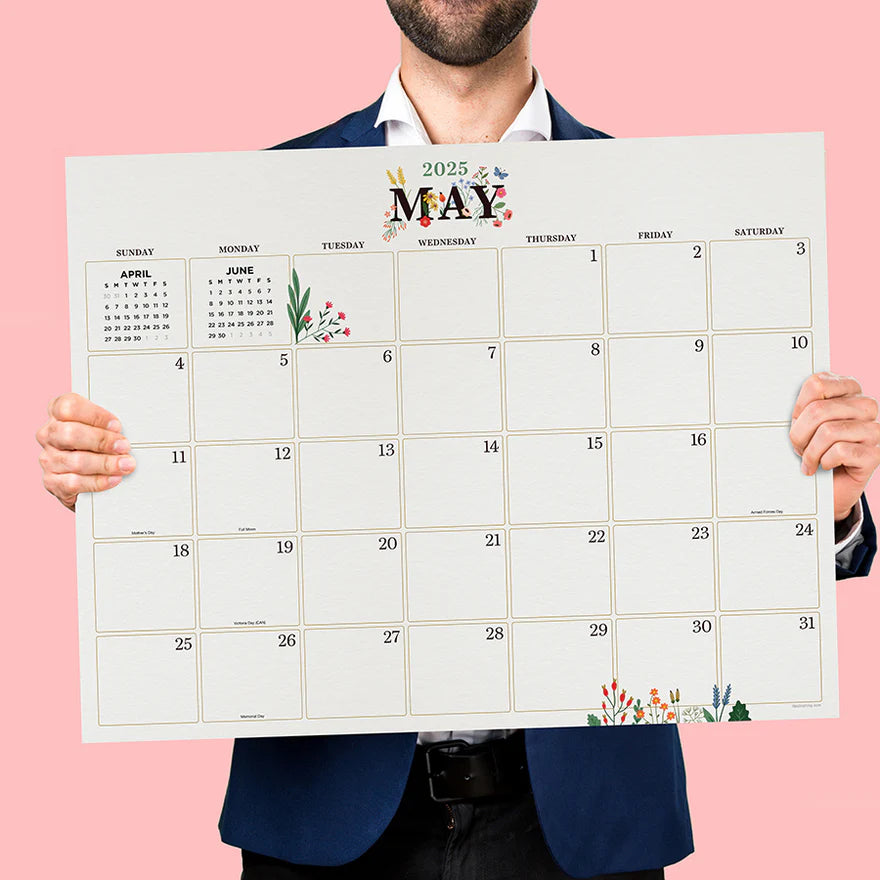2025 Floral - Monthly Large Desk Pad Blotter Calendar
