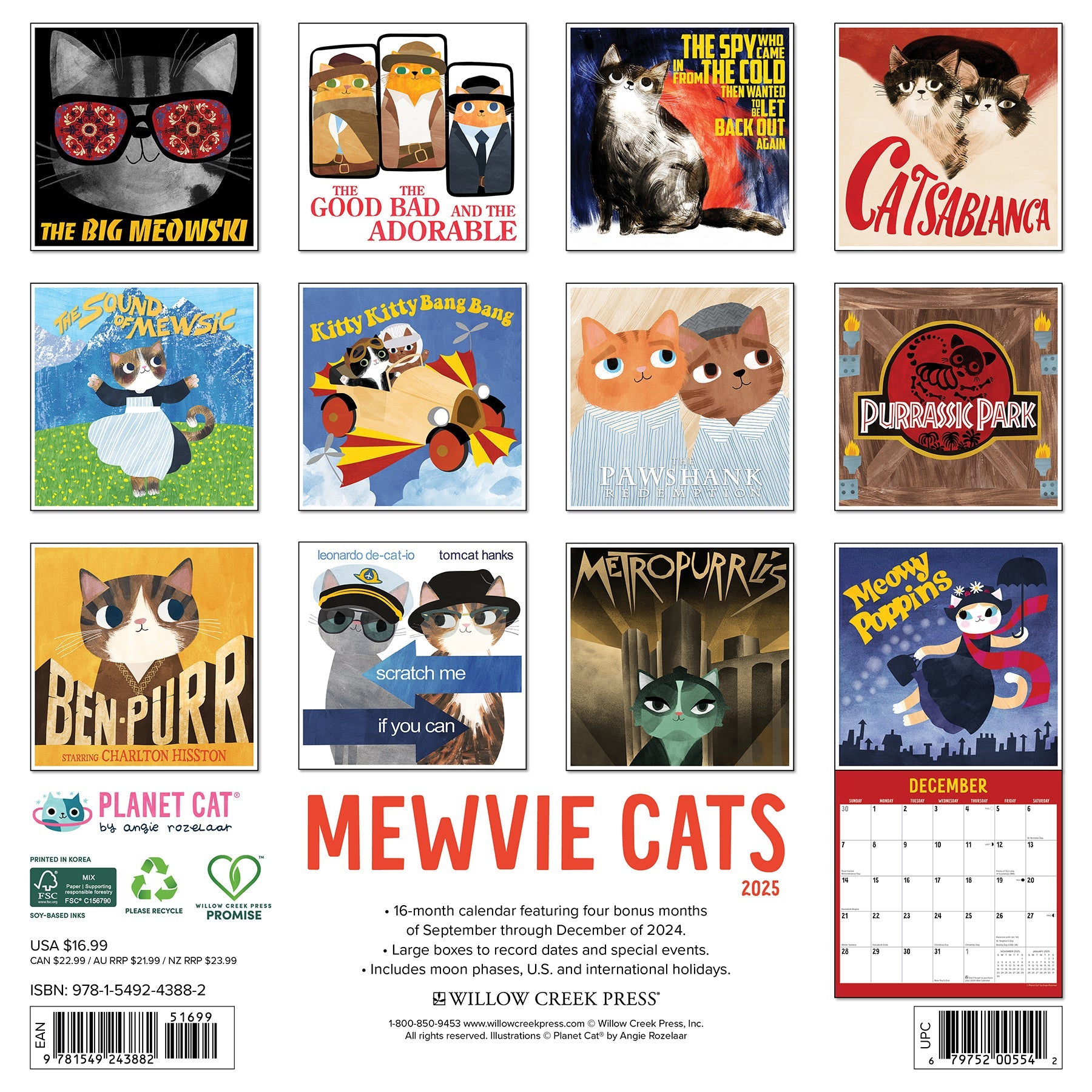 2025 Mewvie Cats - Square Wall Calendar