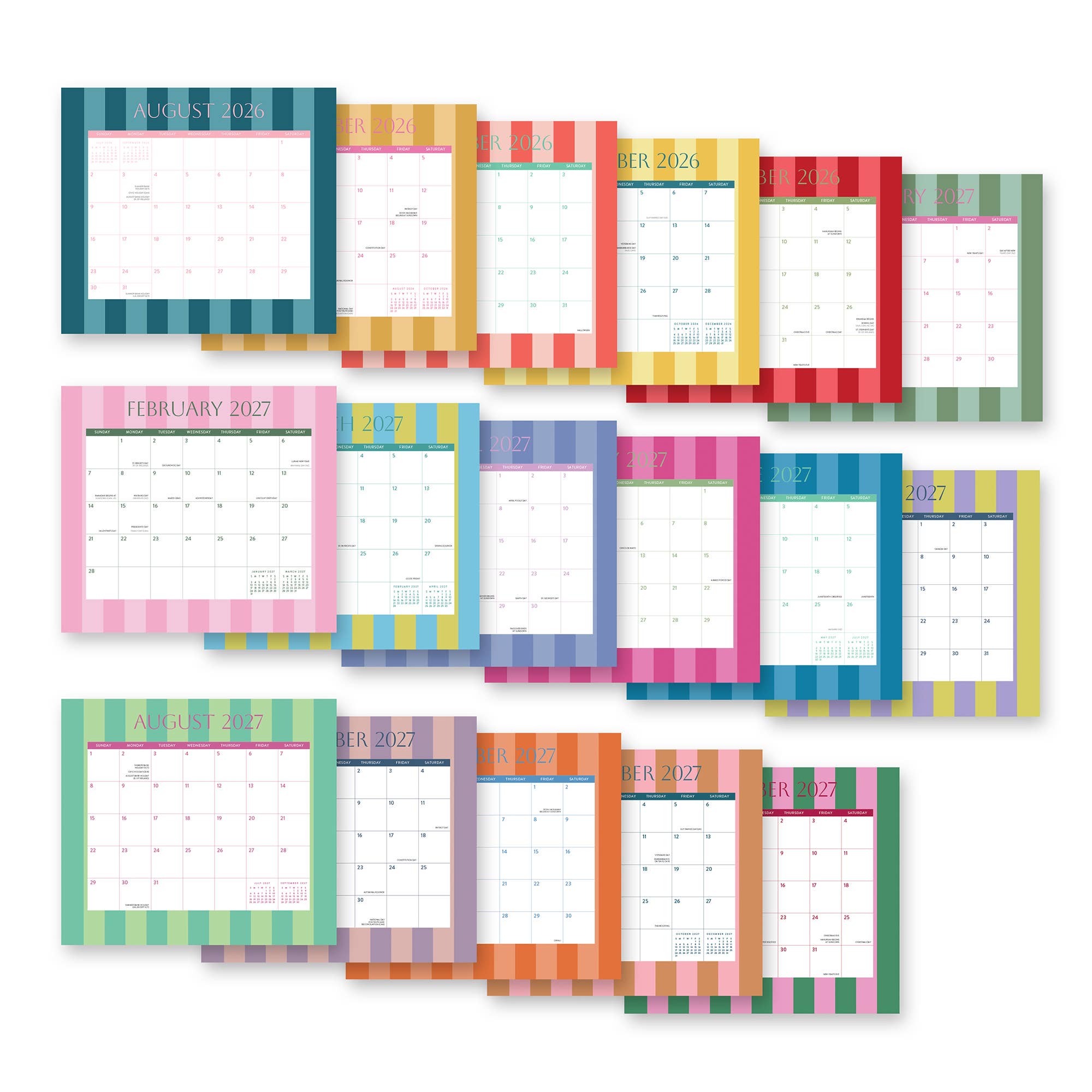 2027 Cabana Stripes Magnetic Monthly Pad