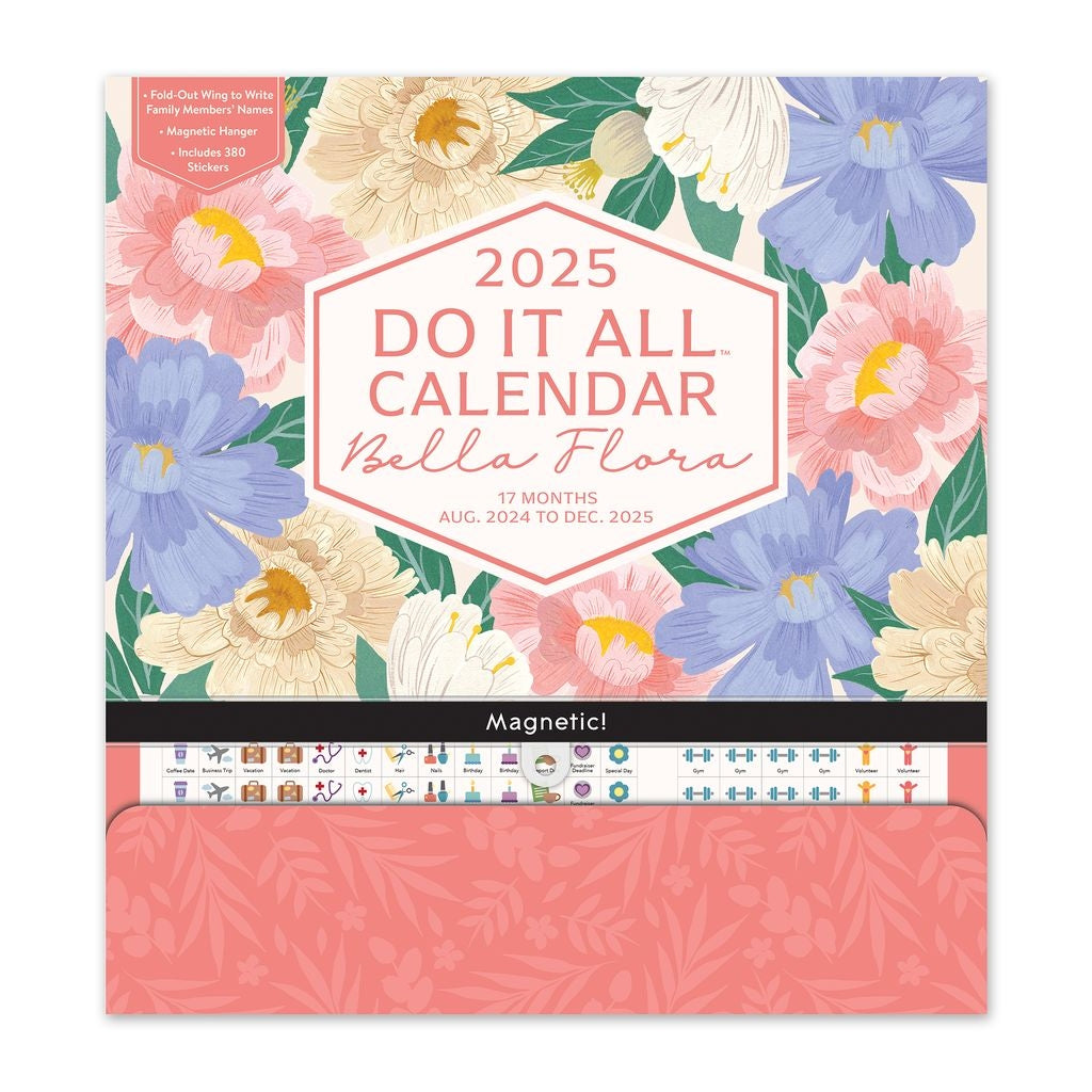2025 Bella Flora Do It All Wall Family Planner - Deluxe Wall Calendar by Orange Circle Studio