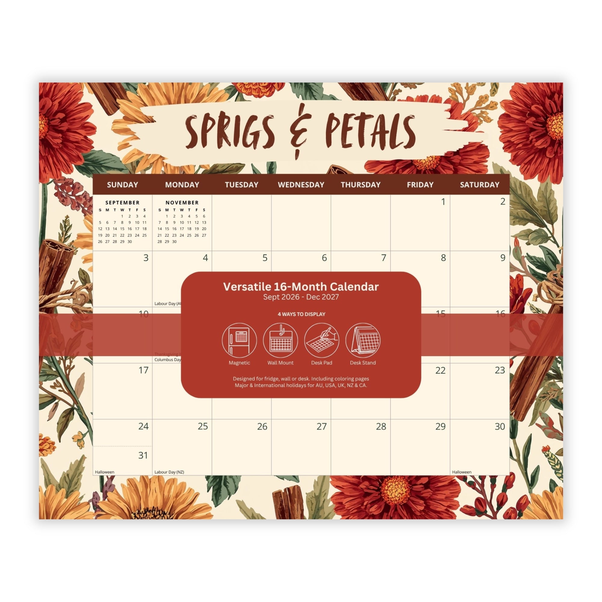 2027 Sprigs & Petals - Versatile 4-in-1 Deluxe Calendaer
