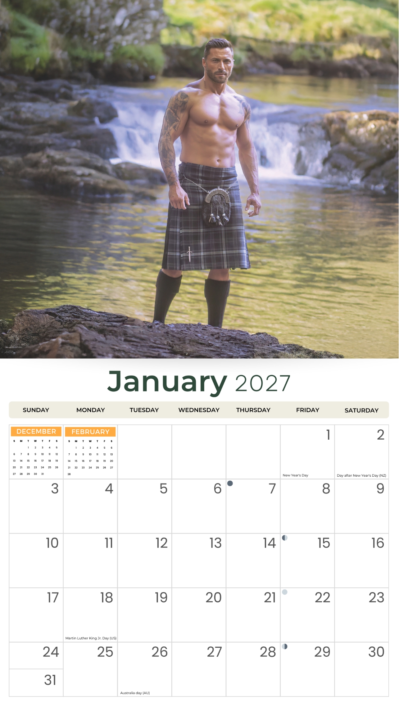 2027 Men In Kilts - Deluxe Wall Calendar