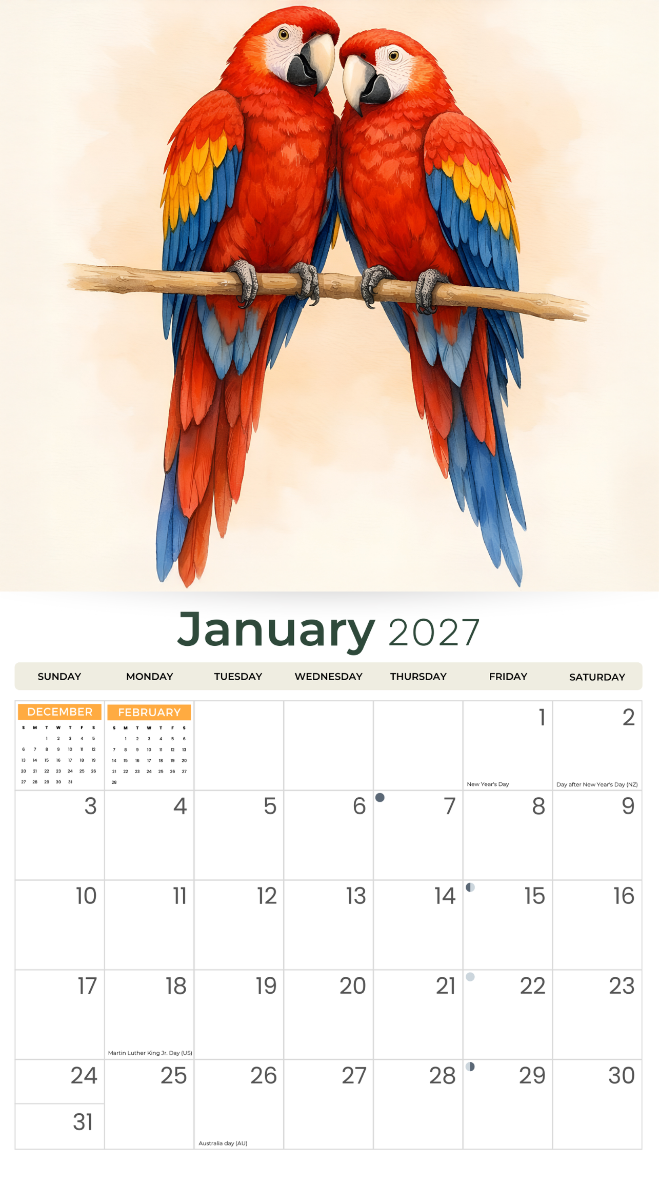 2027 The Art Of Birds - Deluxe Wall Calendar