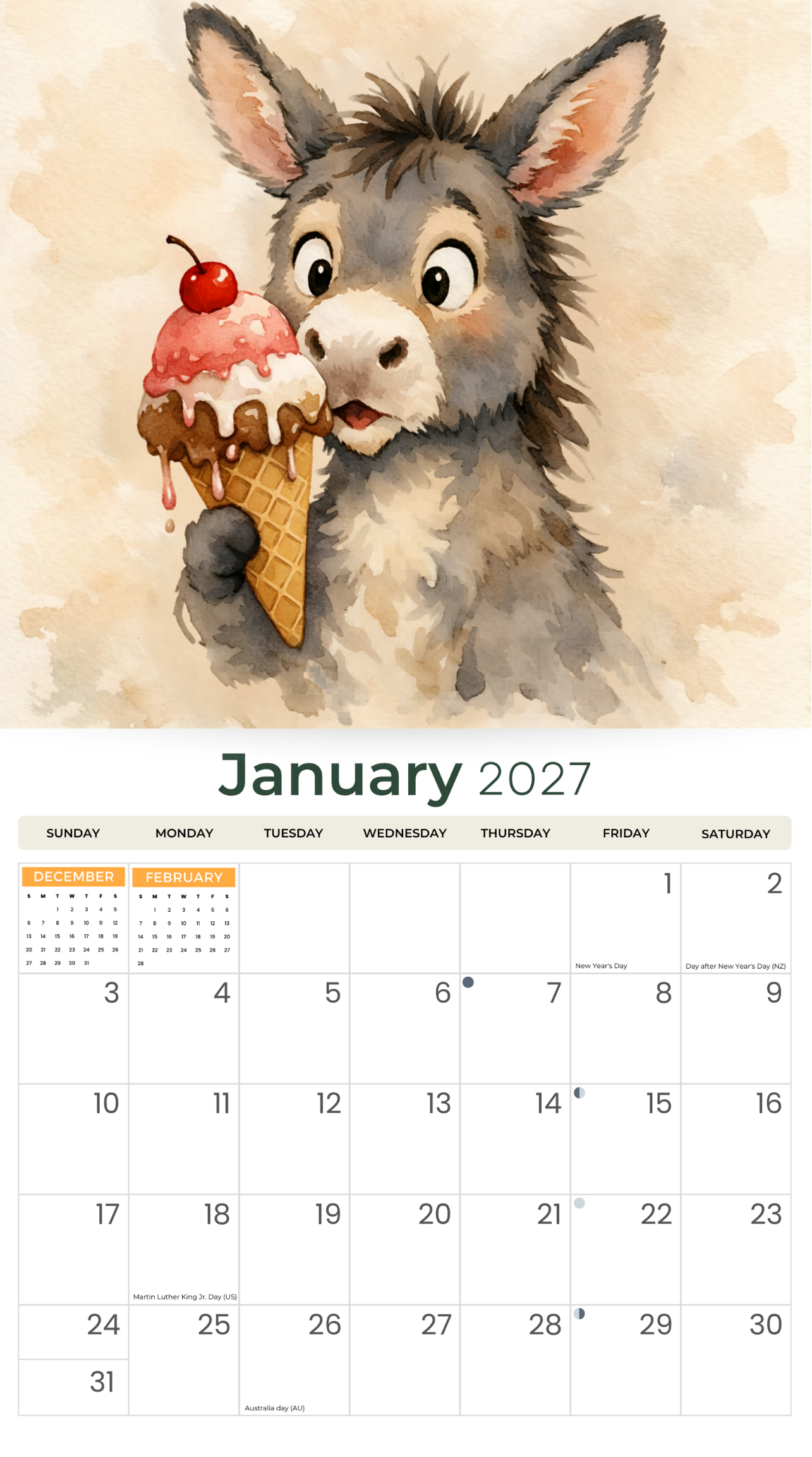 2027 The Art Of Donkeys - Deluxe Wall Calendar