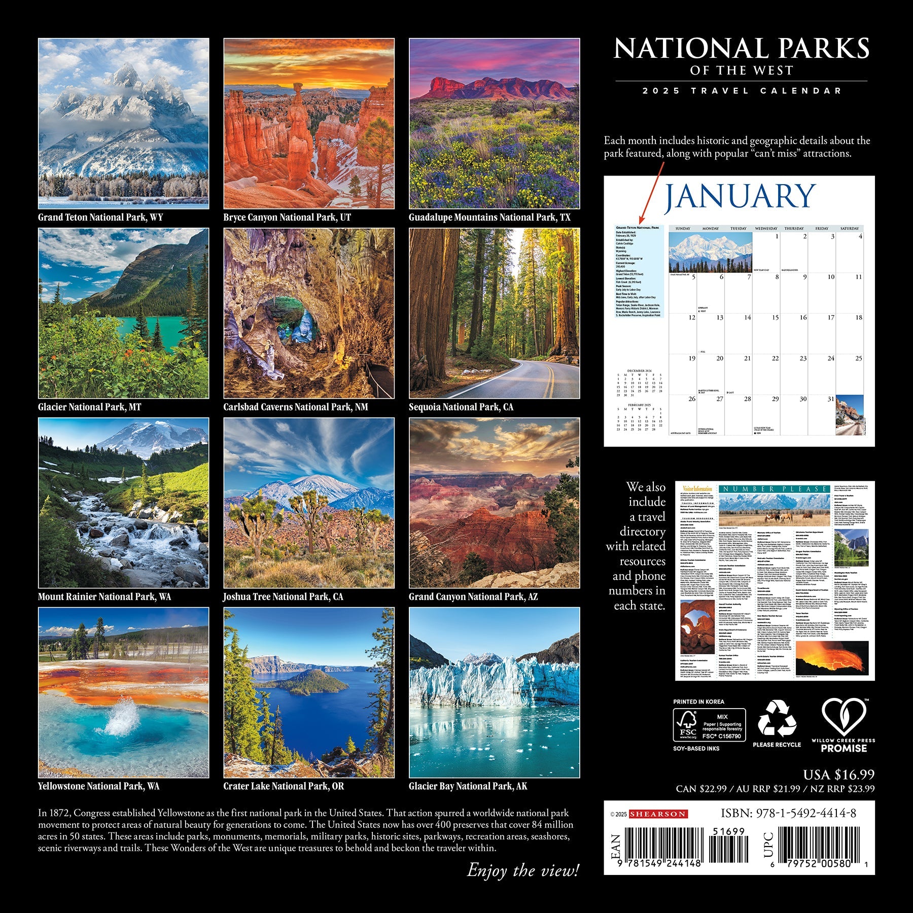 2025 National Parks of the West - Square Wall Calendar