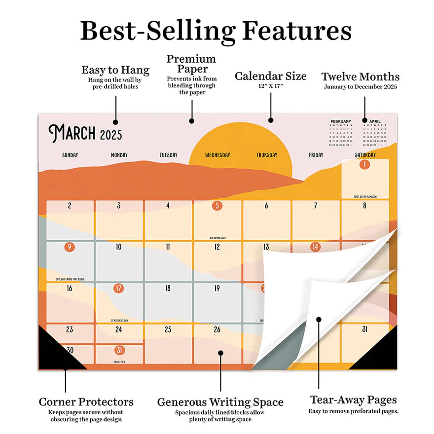 2025 Landscapes - Monthly Medium Desk Pad Blotter Calendar