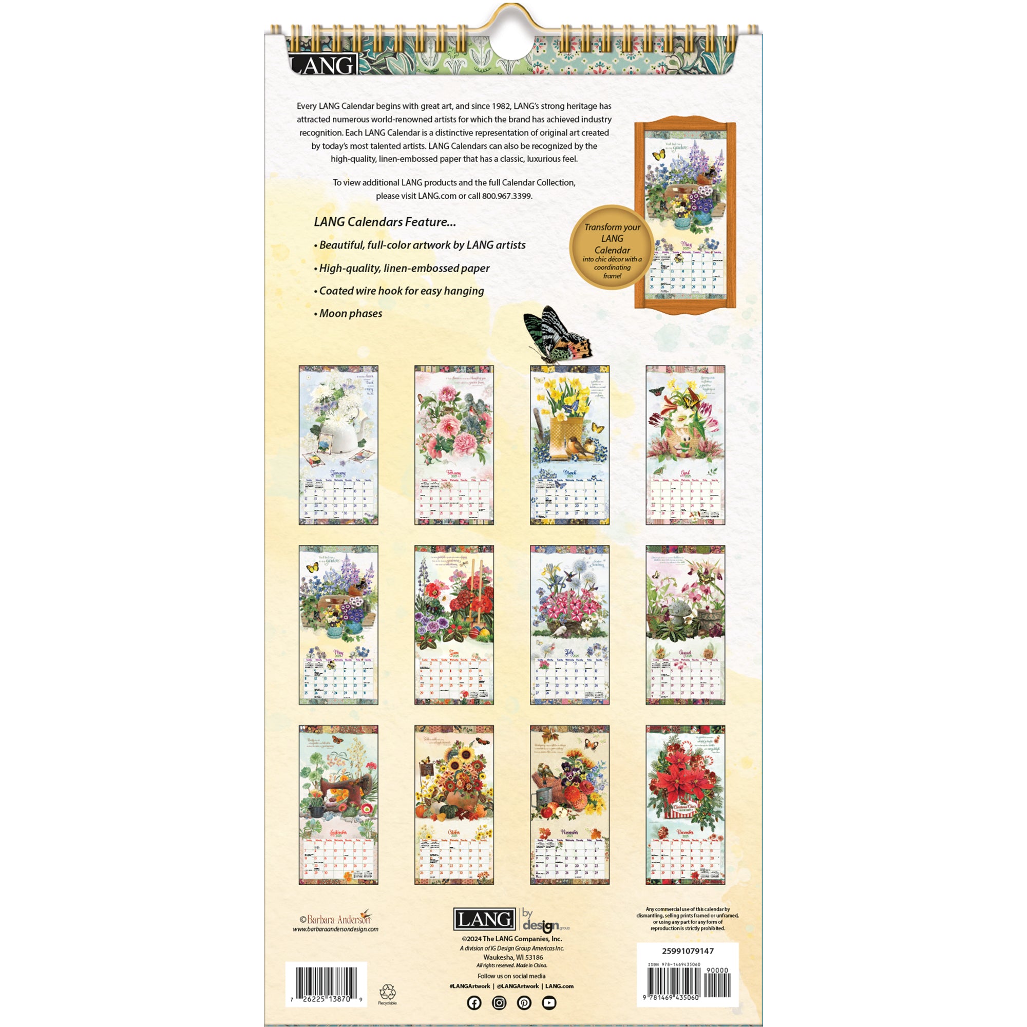 2025 Garden Botanicals - LANG Slim Wall Calendar