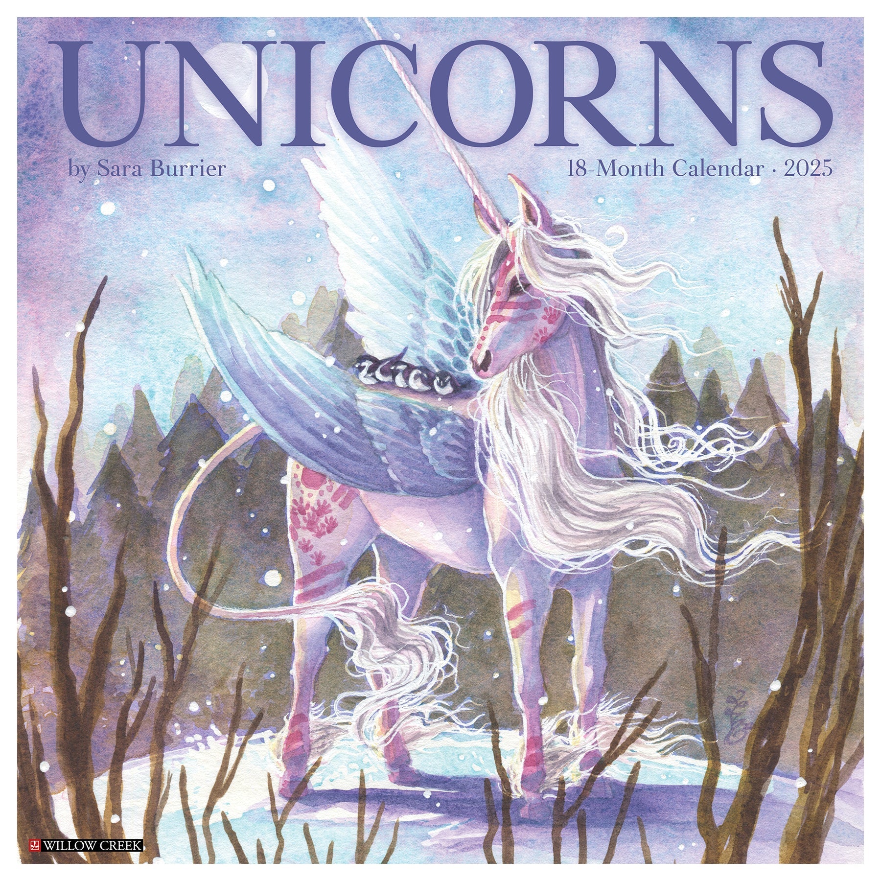 2025 Unicorns by Sara Burrier (art) - Square Wall Calendar