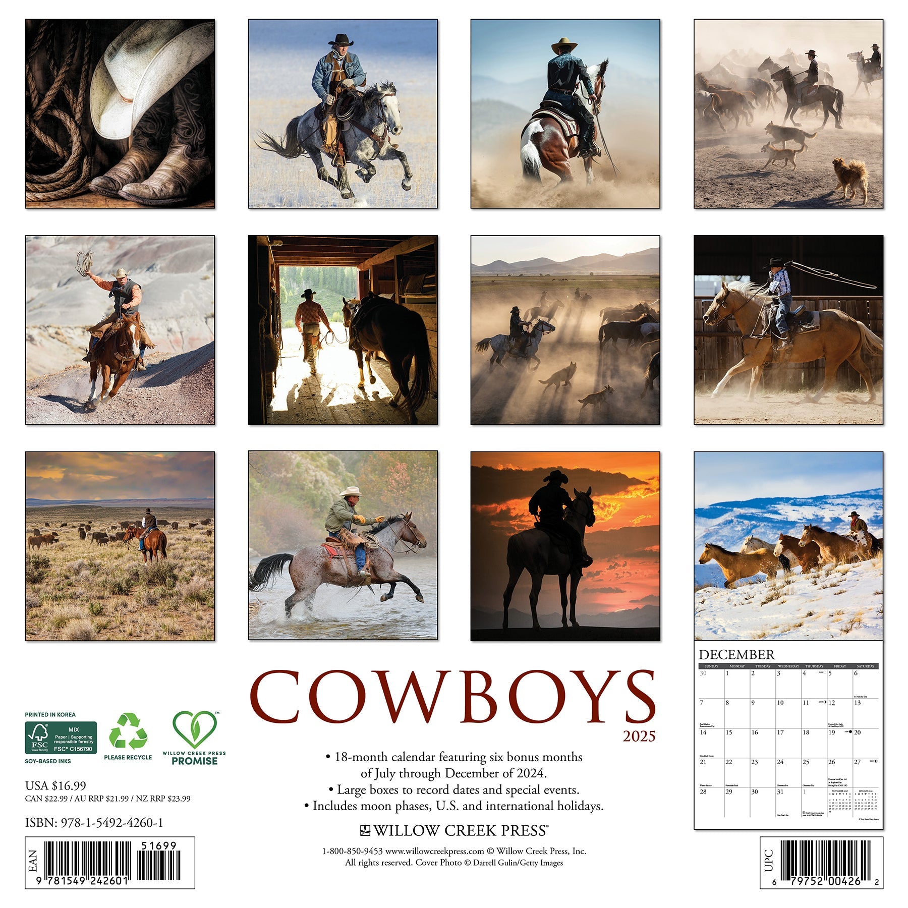 2025 Cowboys - Square Wall Calendar