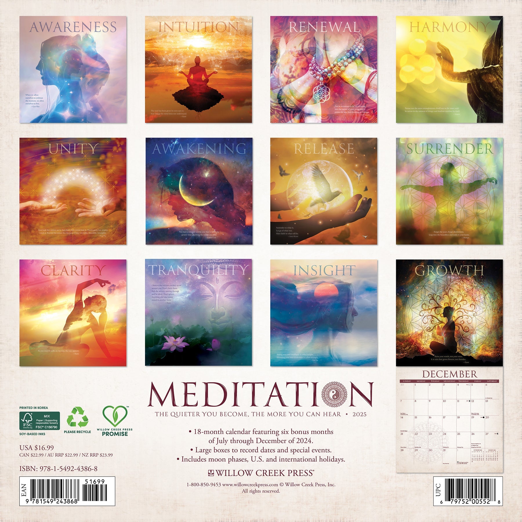 2025 Meditation - Square Wall Calendar