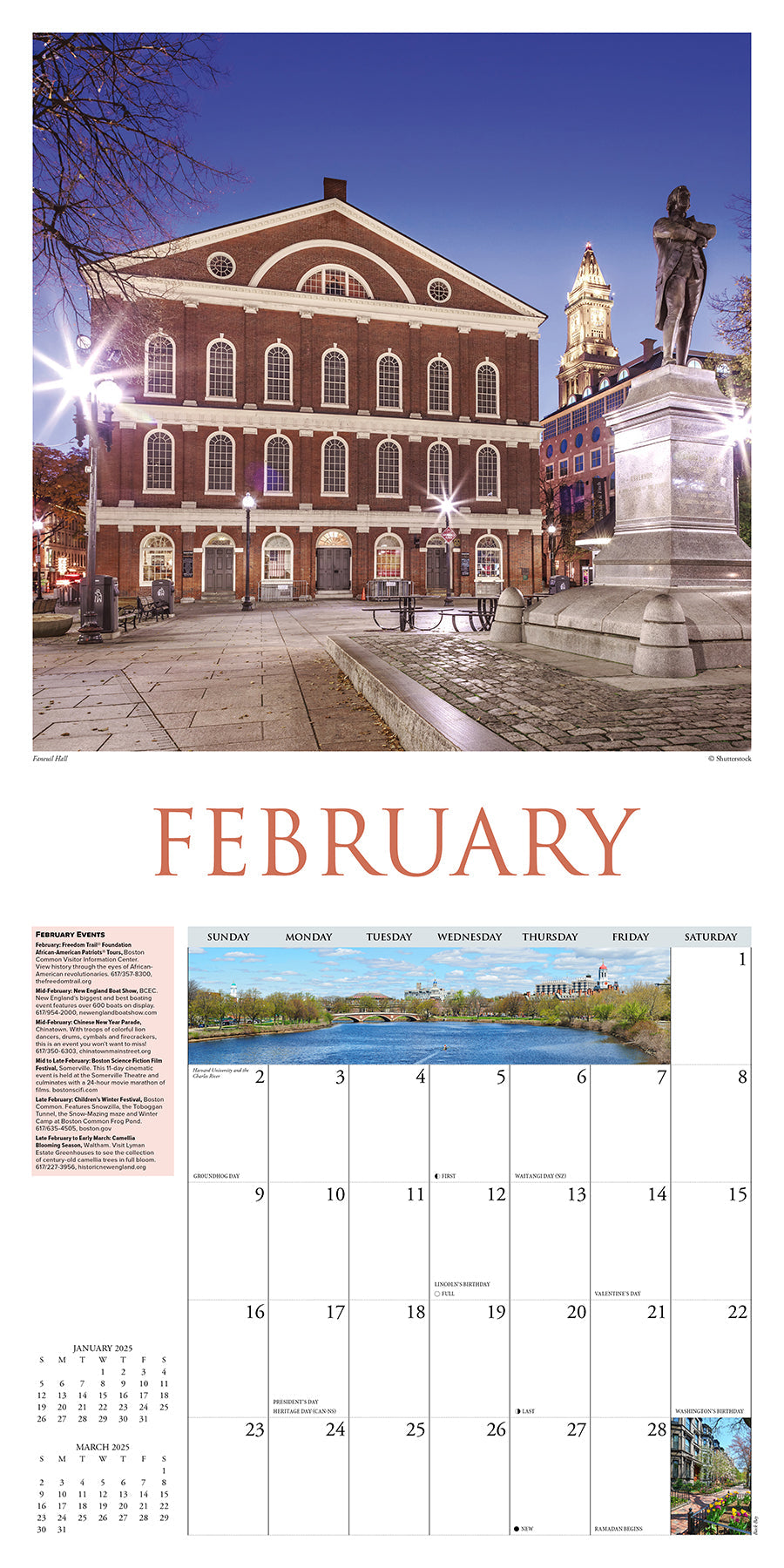 2025 Boston - Square Wall Calendar