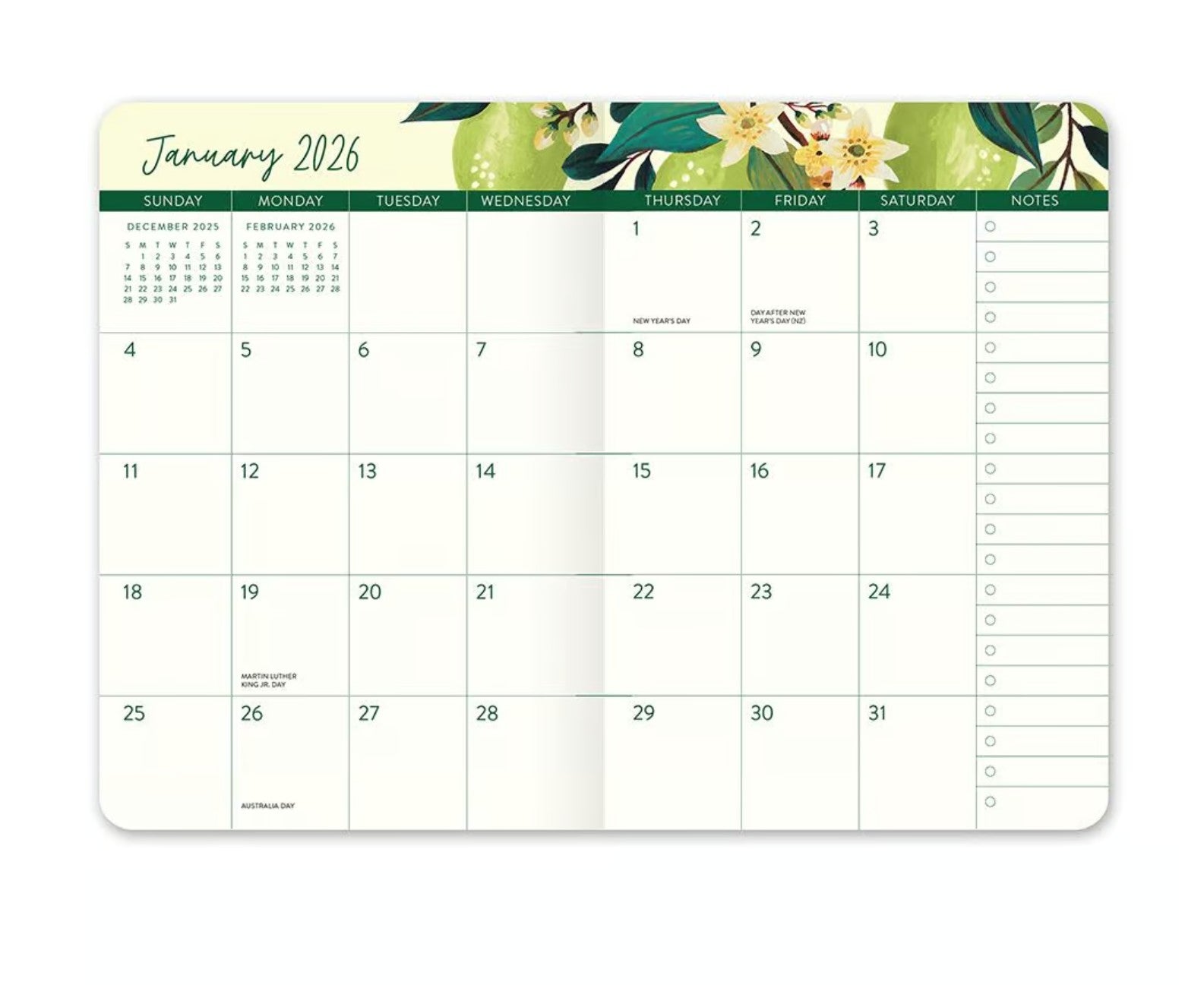 2026 Fruit & Flora - 17-Month Monthly Pocket Diary/Planner