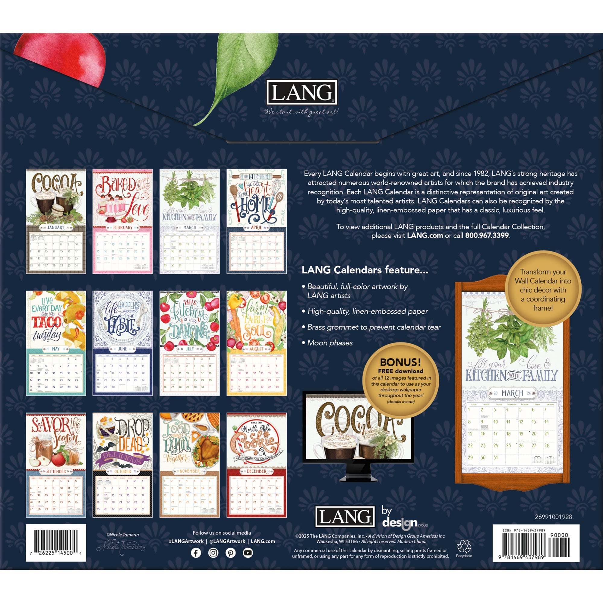 2026 LANG Love To Cook - Deluxe Wall Calendar