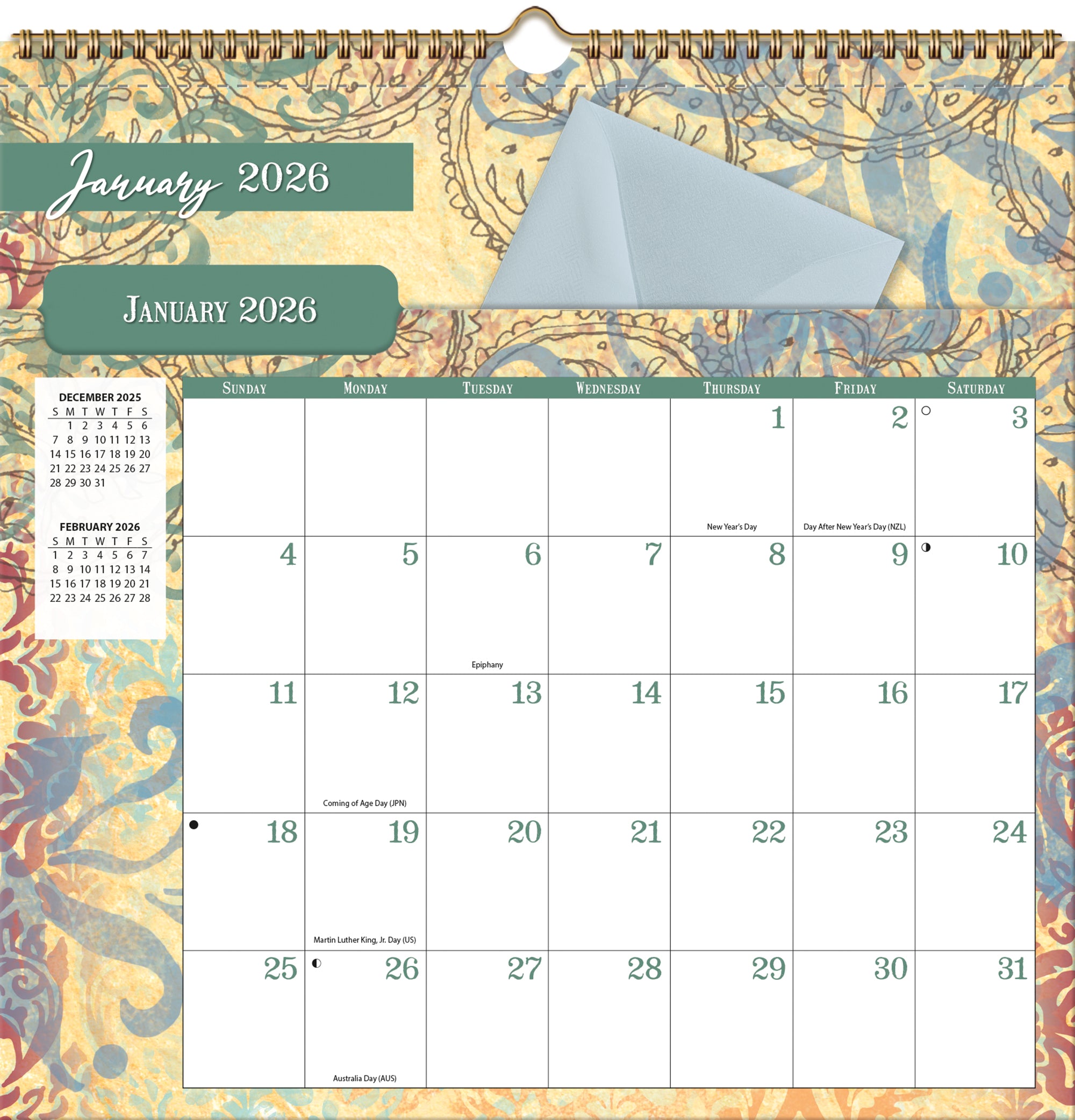 2026 LANG Bohemian - File-It Square Wall Calendar
