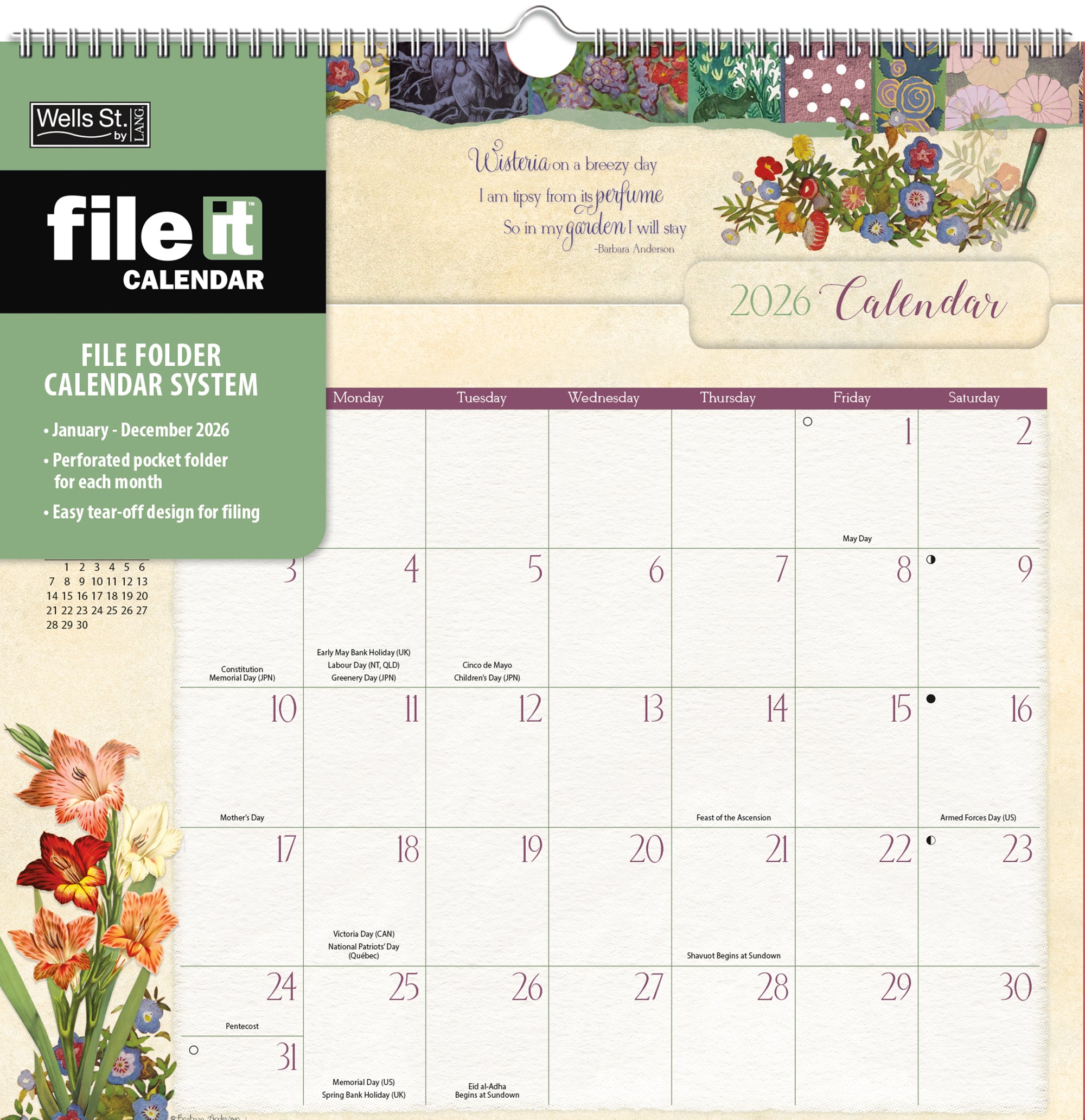 2026 LANG Botanical Gardens - File-It Square Wall Calendar