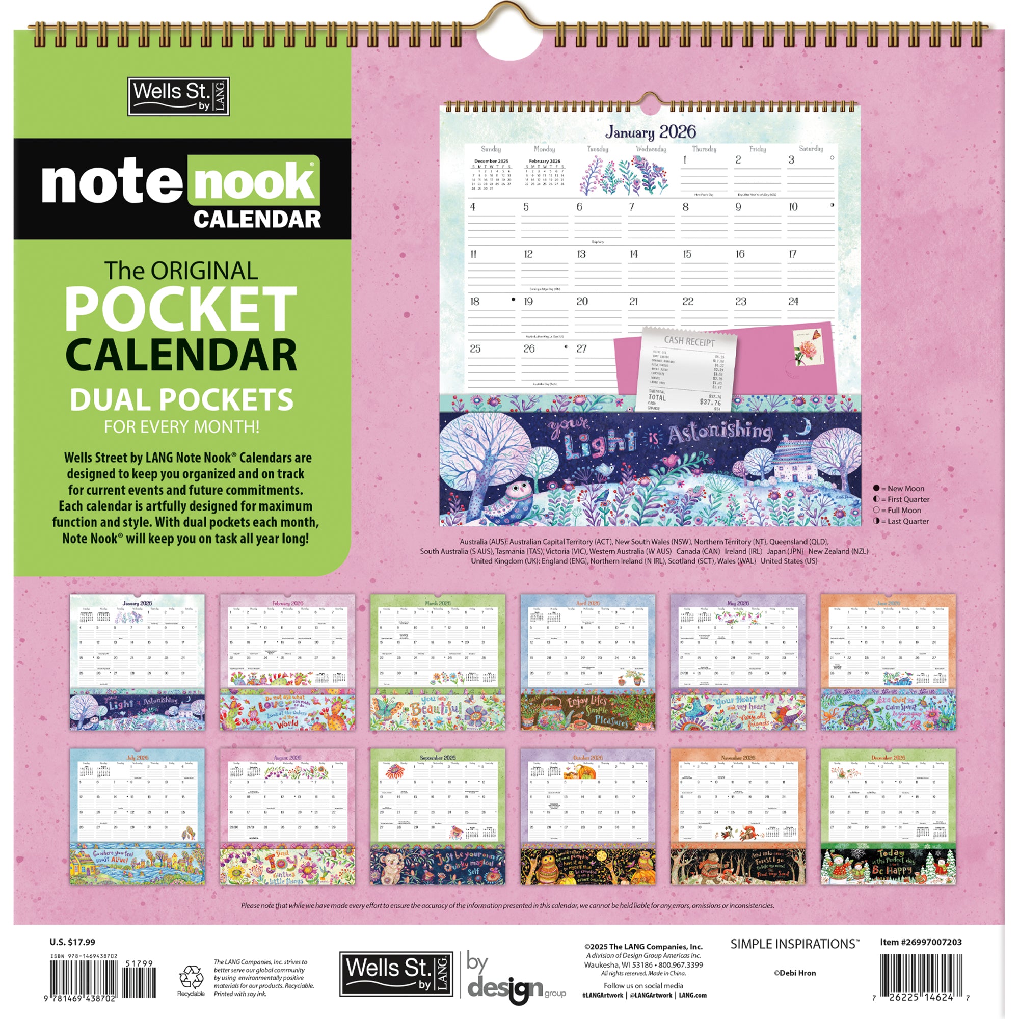 2026 LANG Simple Inspirations™ - Note Nook Square Wall Calendar