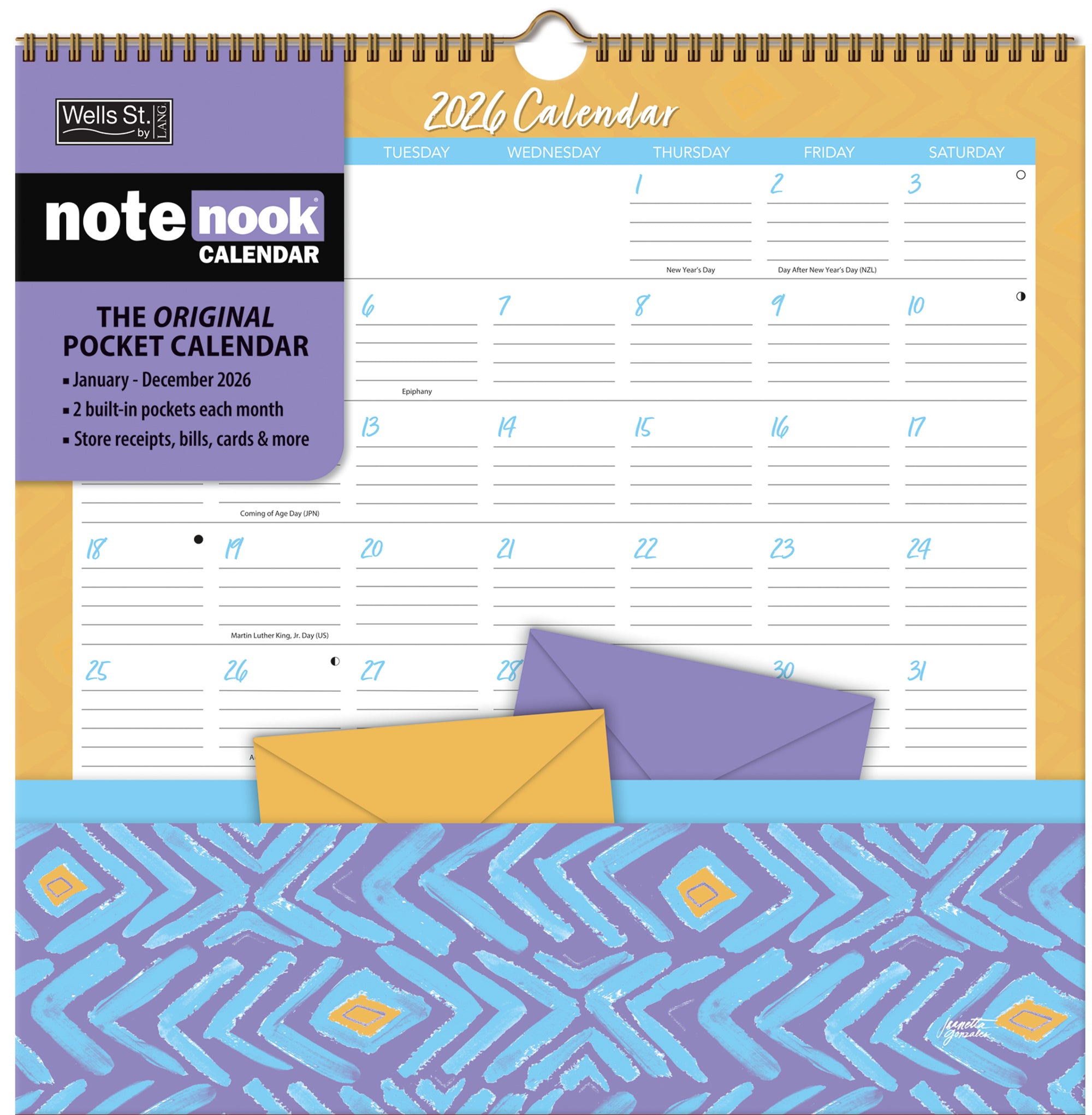 2026 LANG Abstract Expressions - Note Nook Square Wall Calendar