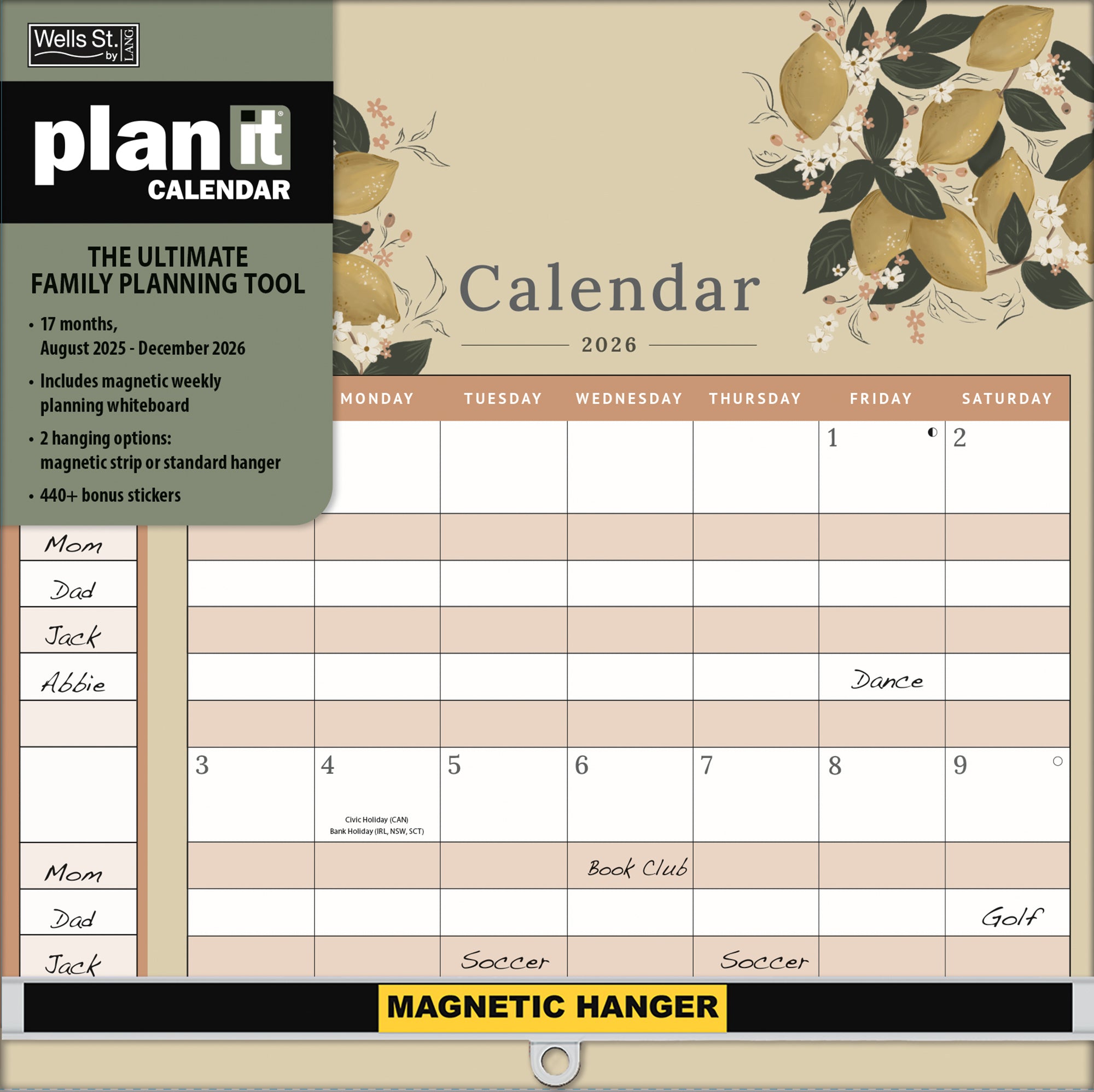 2026 LANG Just Breathe - Plan It Plus Magnetic Square Wall Calendar