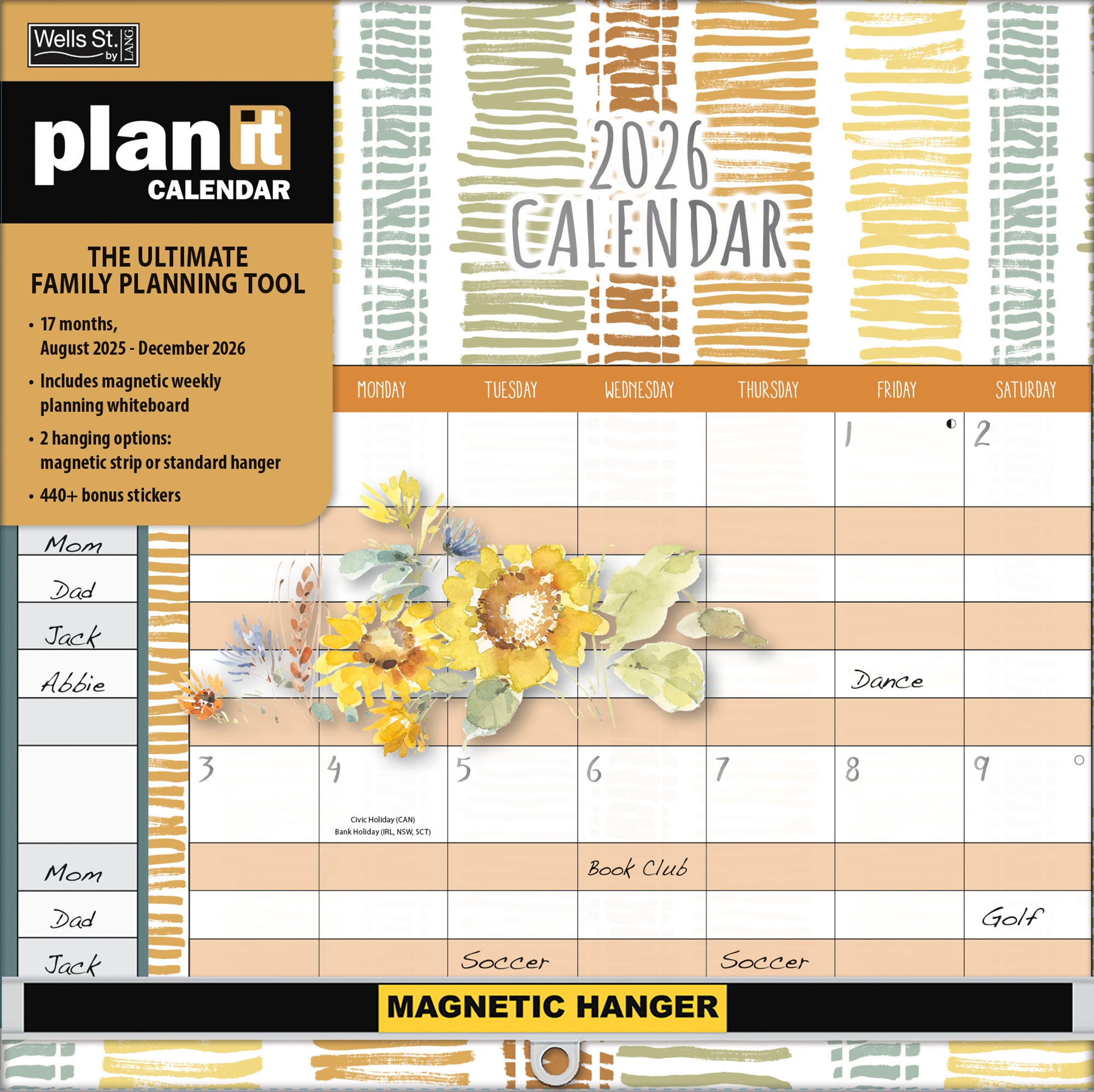 2026 LANG Watercolor Wonder - Plan It Plus Magnetic Square Wall Calendar