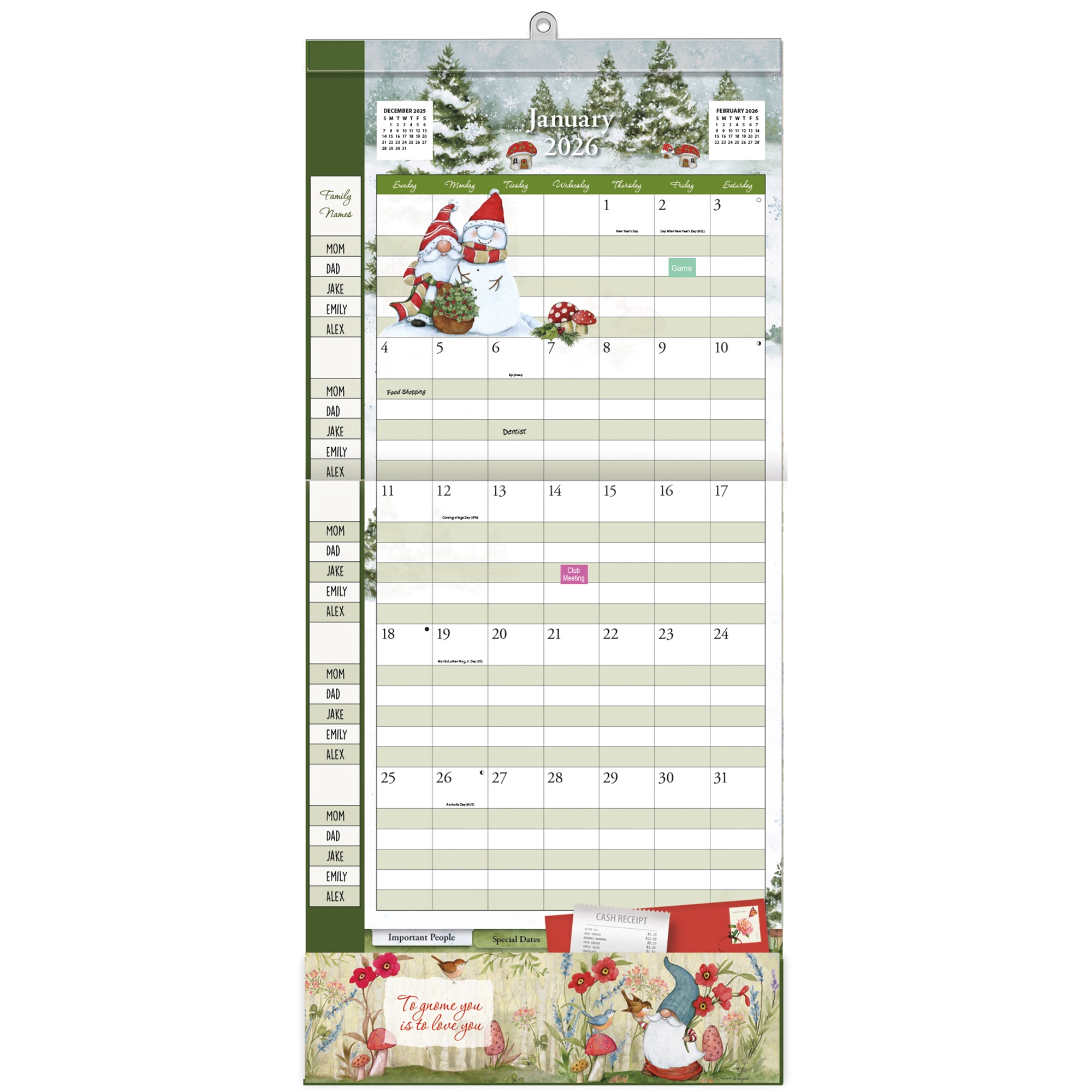 2026 LANG Gnomes - Plan It Plus Magnetic Square Wall Calendar