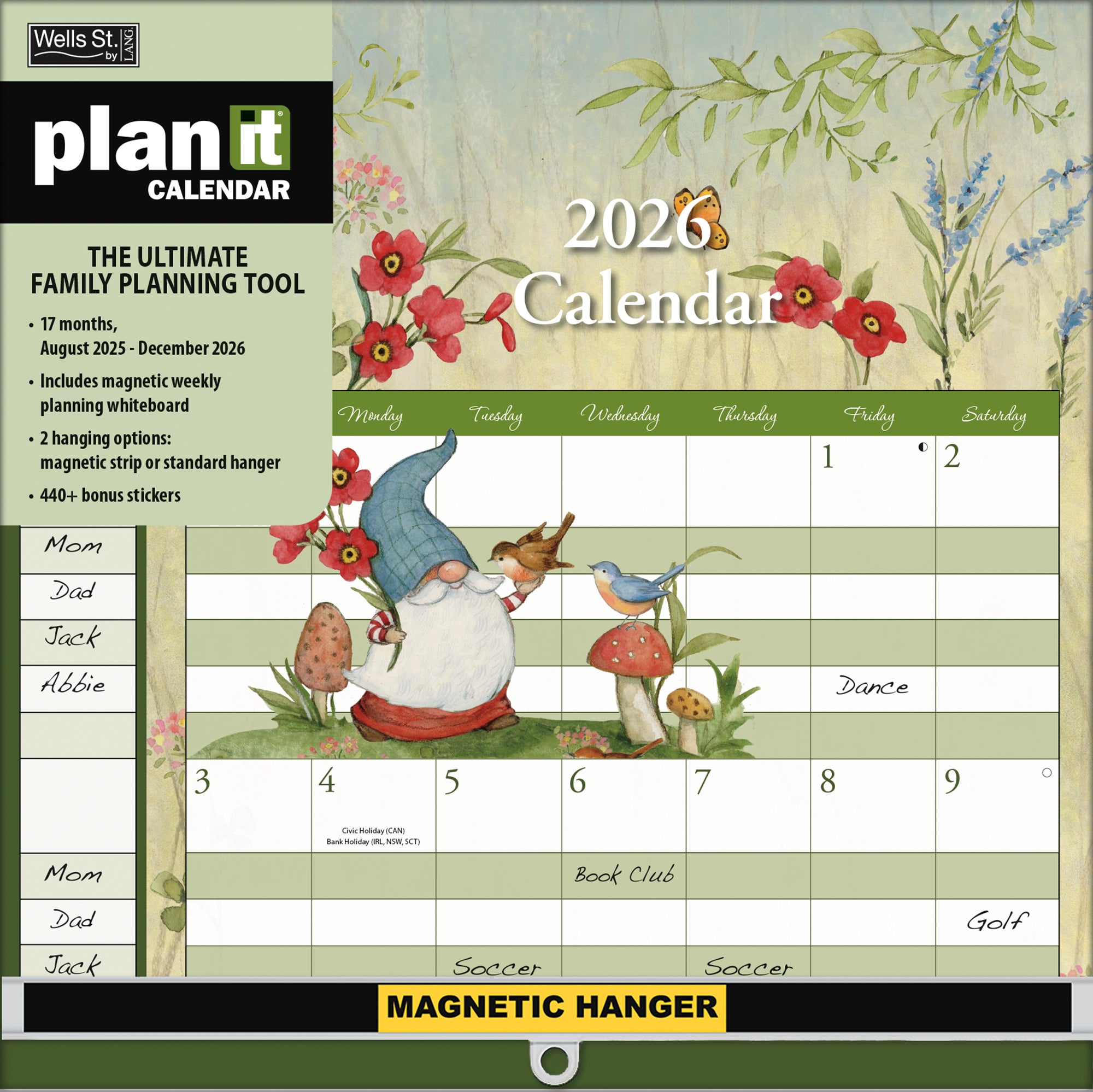 2026 LANG Gnomes - Plan It Plus Magnetic Square Wall Calendar