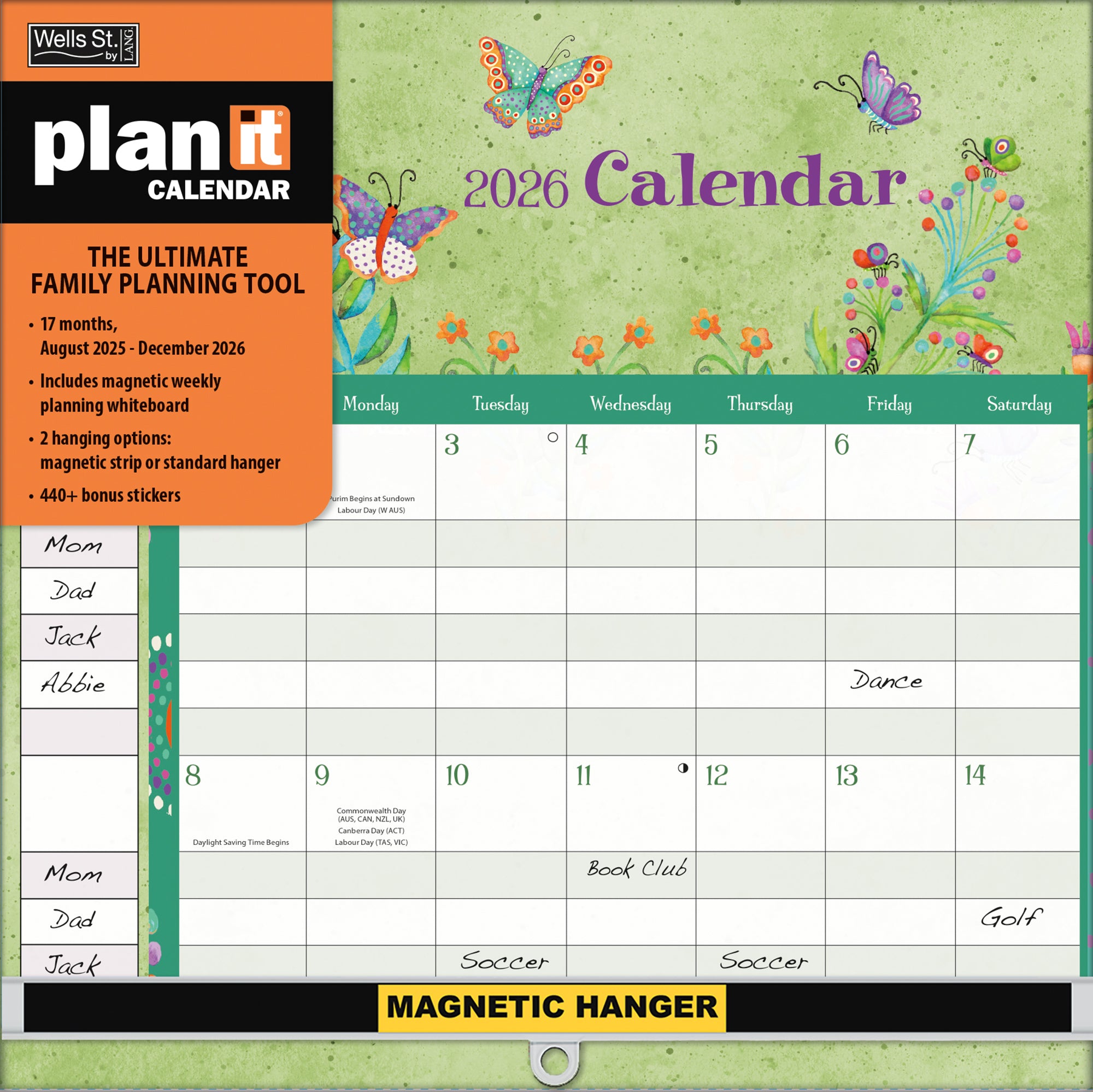 2026 LANG Simply Grateful - Plan It Plus Magnetic Square Wall Calendar