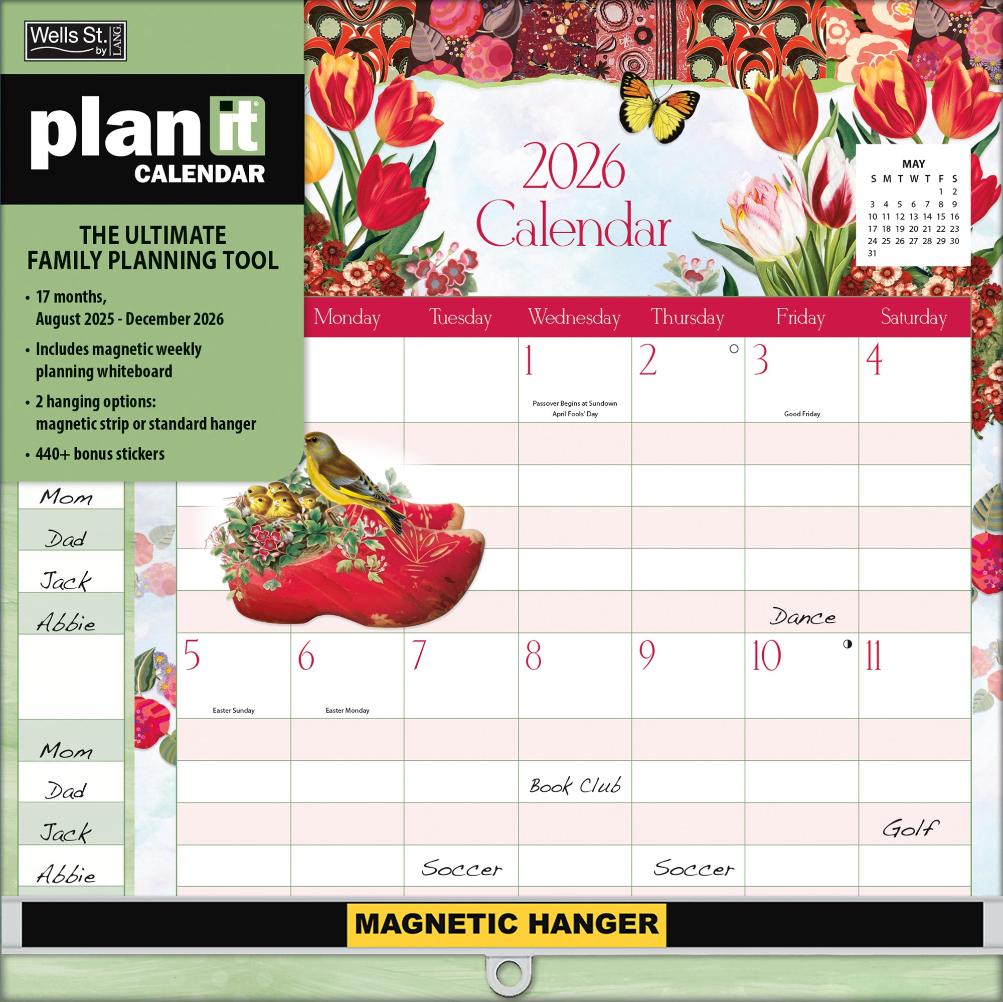 2026 LANG Botanical Gardens - Plan It Plus Magnetic Square Wall Calendar