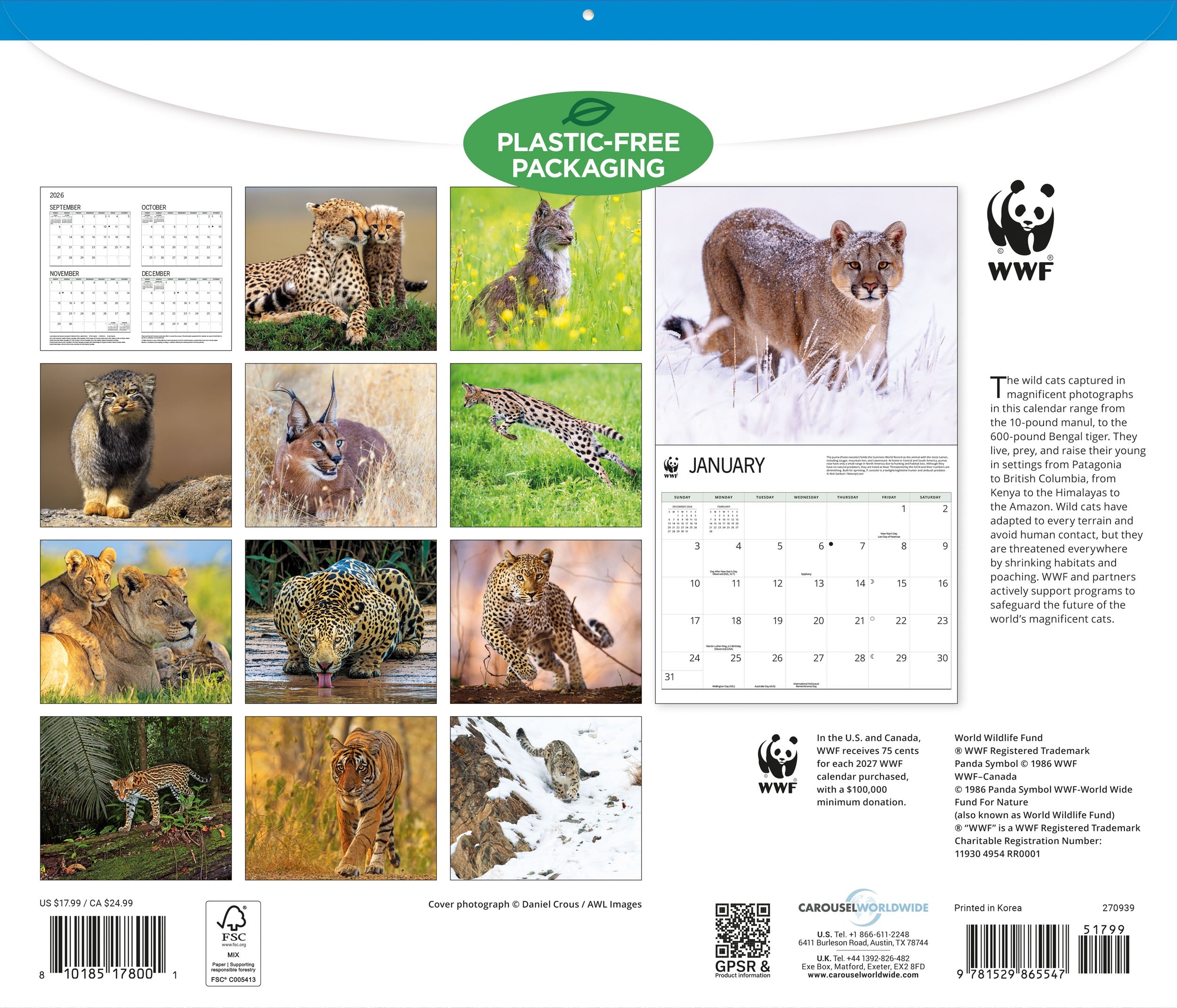 2027 WWF Wild Cats - Deluxe Wall Calendar – image 2