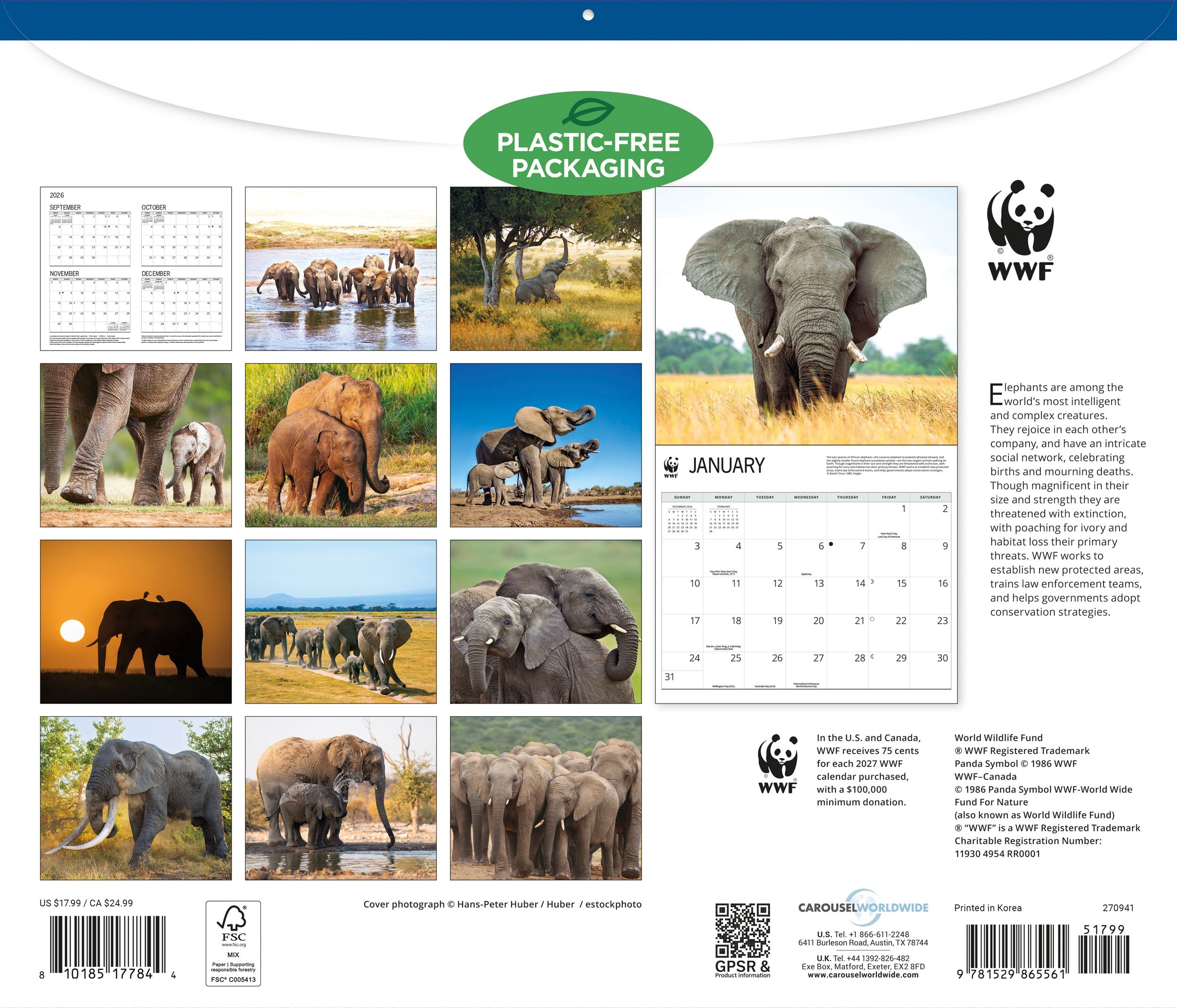 2027 WWF Elephants - Deluxe Wall Calendar – image 2