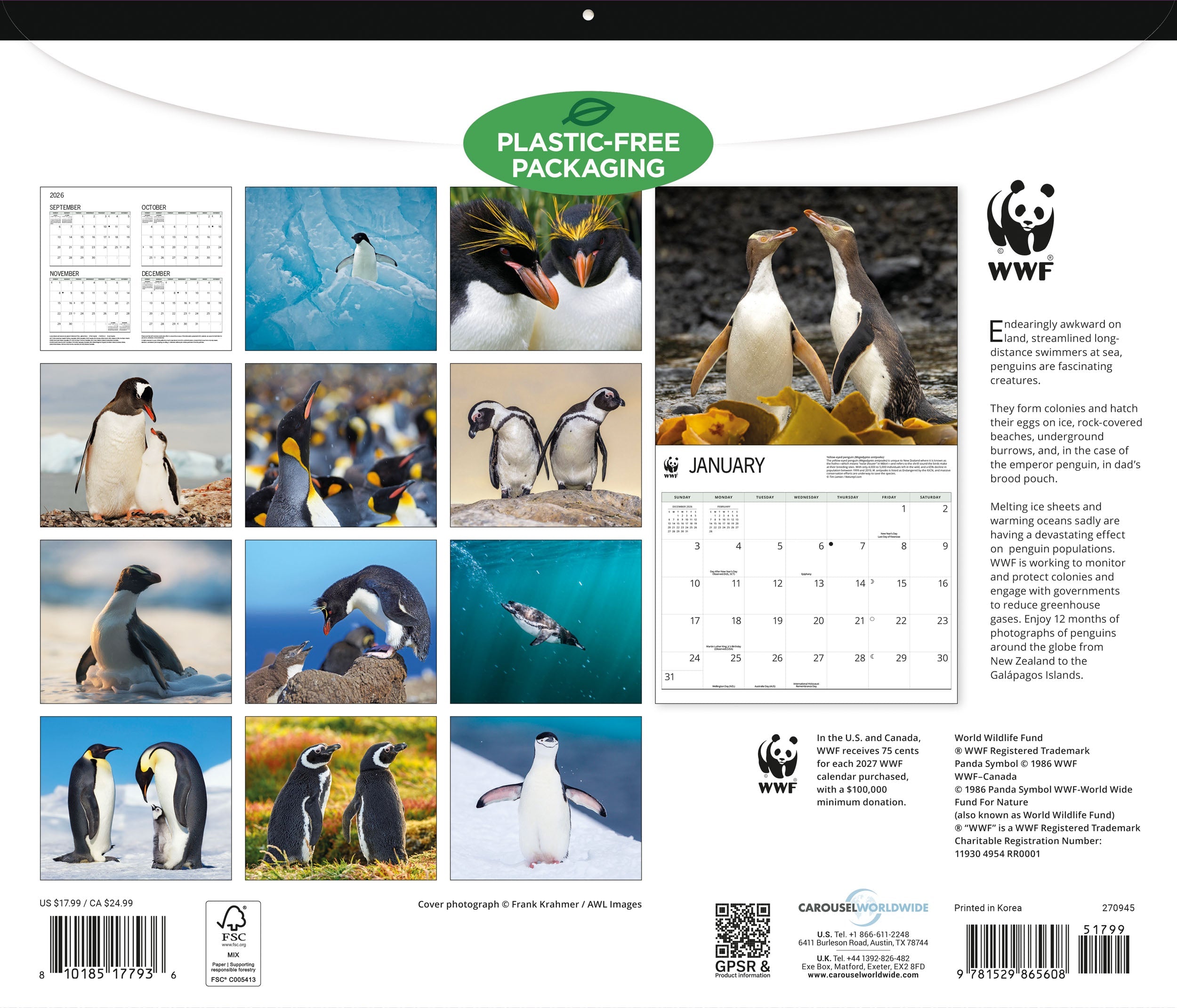 2027 WWF Penguins - Deluxe Wall Calendar – image 2