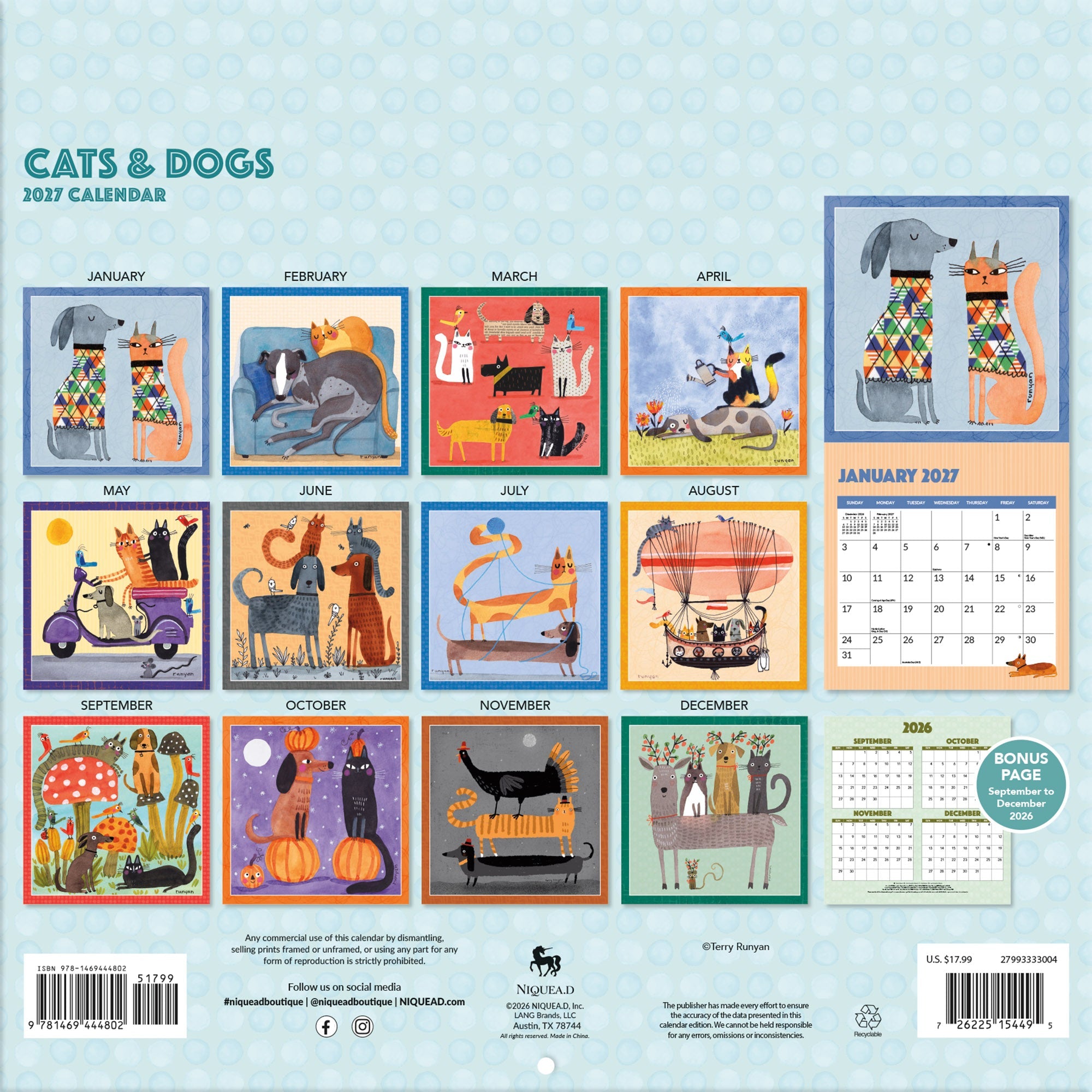 2027 Cats & Dogs - Square Wall Calendar – image 2