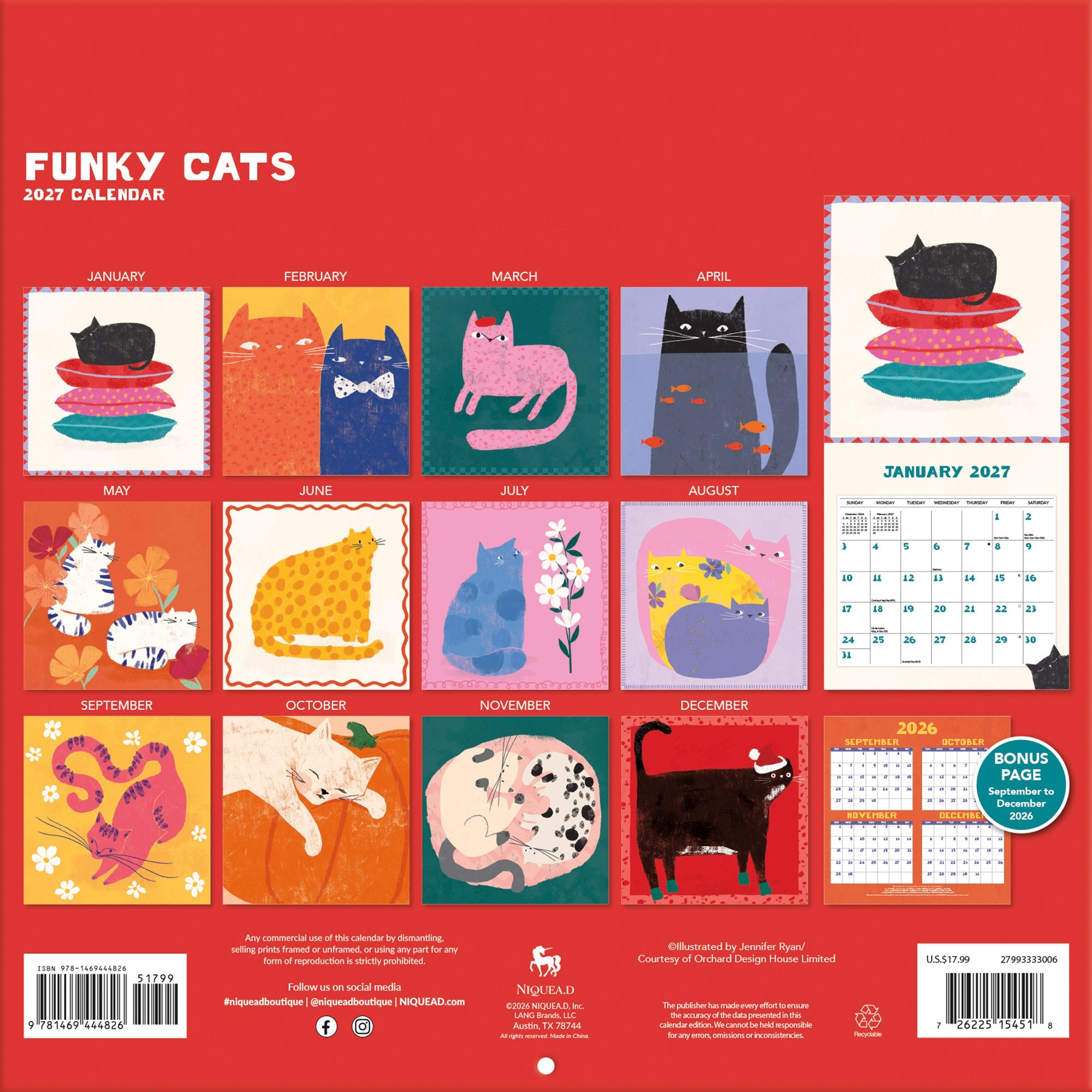 2027 Funky Cats - Square Wall Calendar – image 2