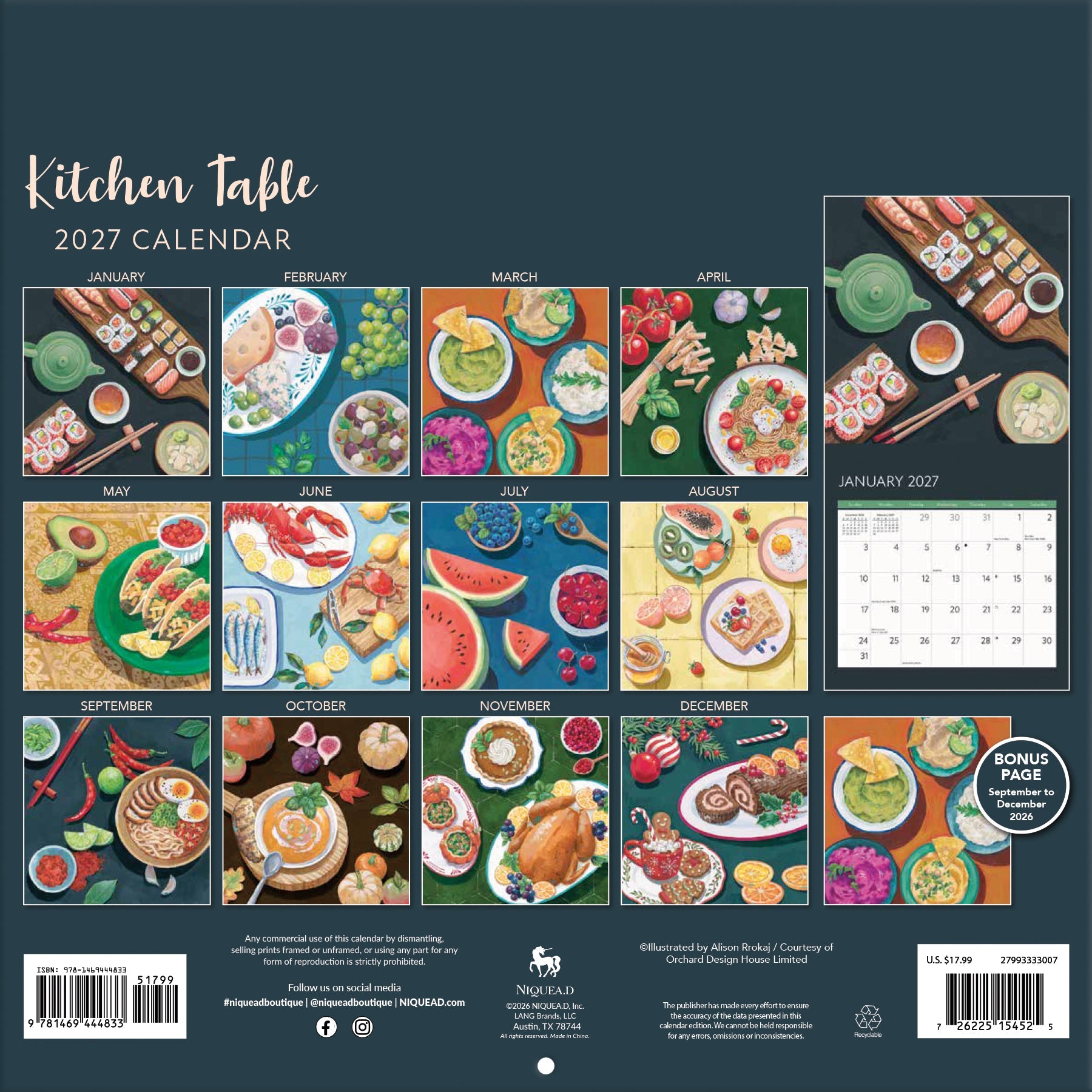 2027 Kitchen Table - Square Wall Calendar – image 2