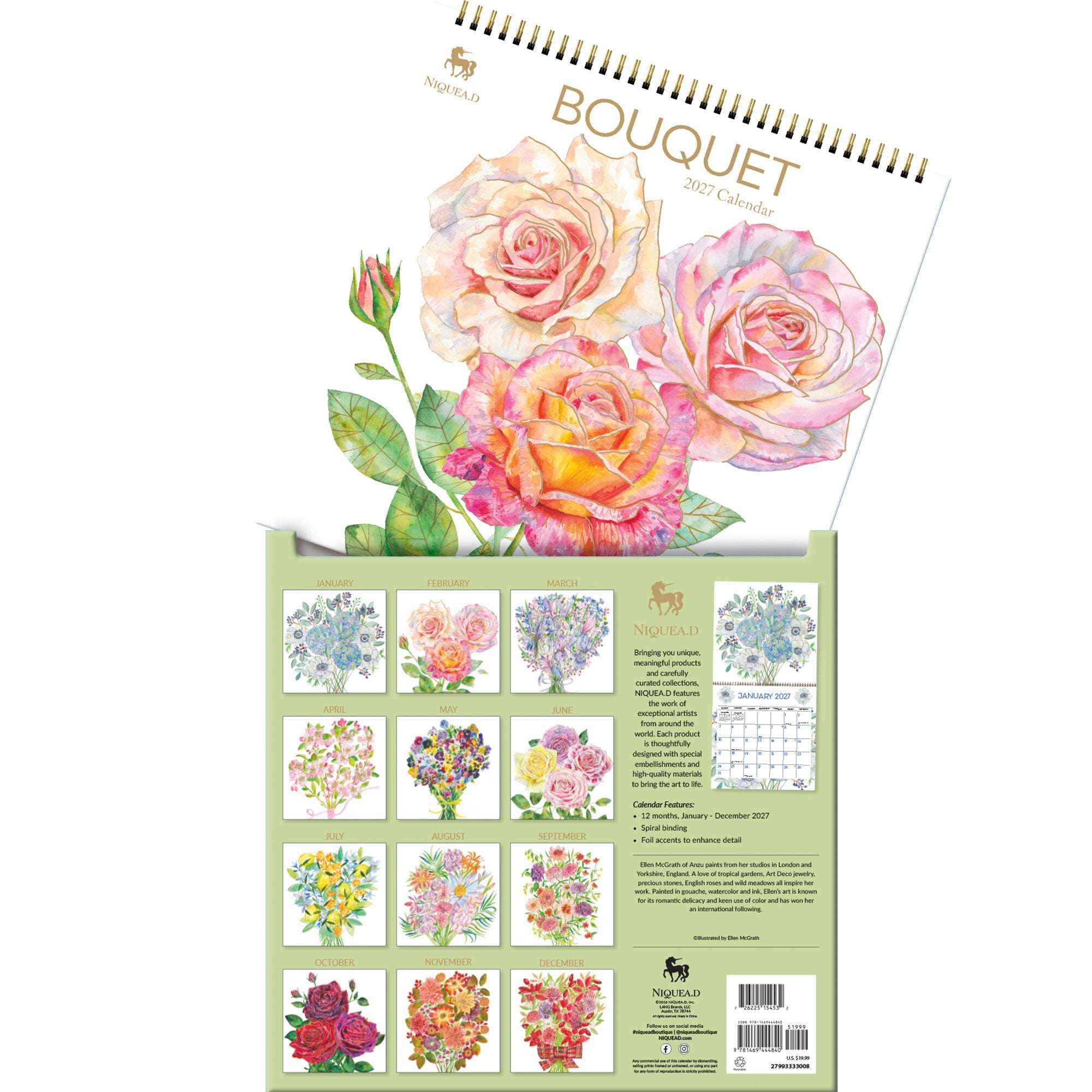 2027 Bouquet - Spiral Square Wall Calendar – image 5