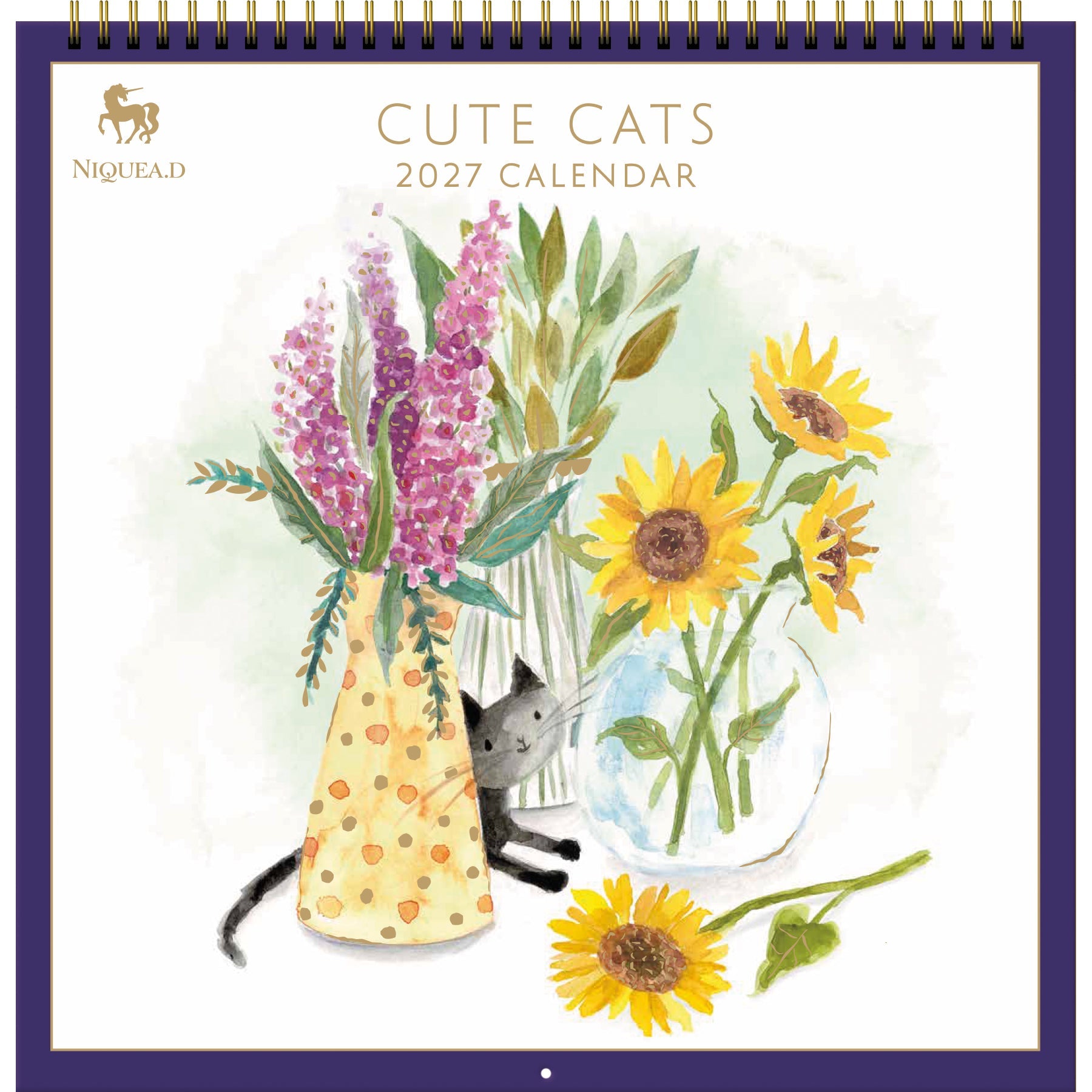 2027 Cute Cats - Spiral Square Wall Calendar – image 1