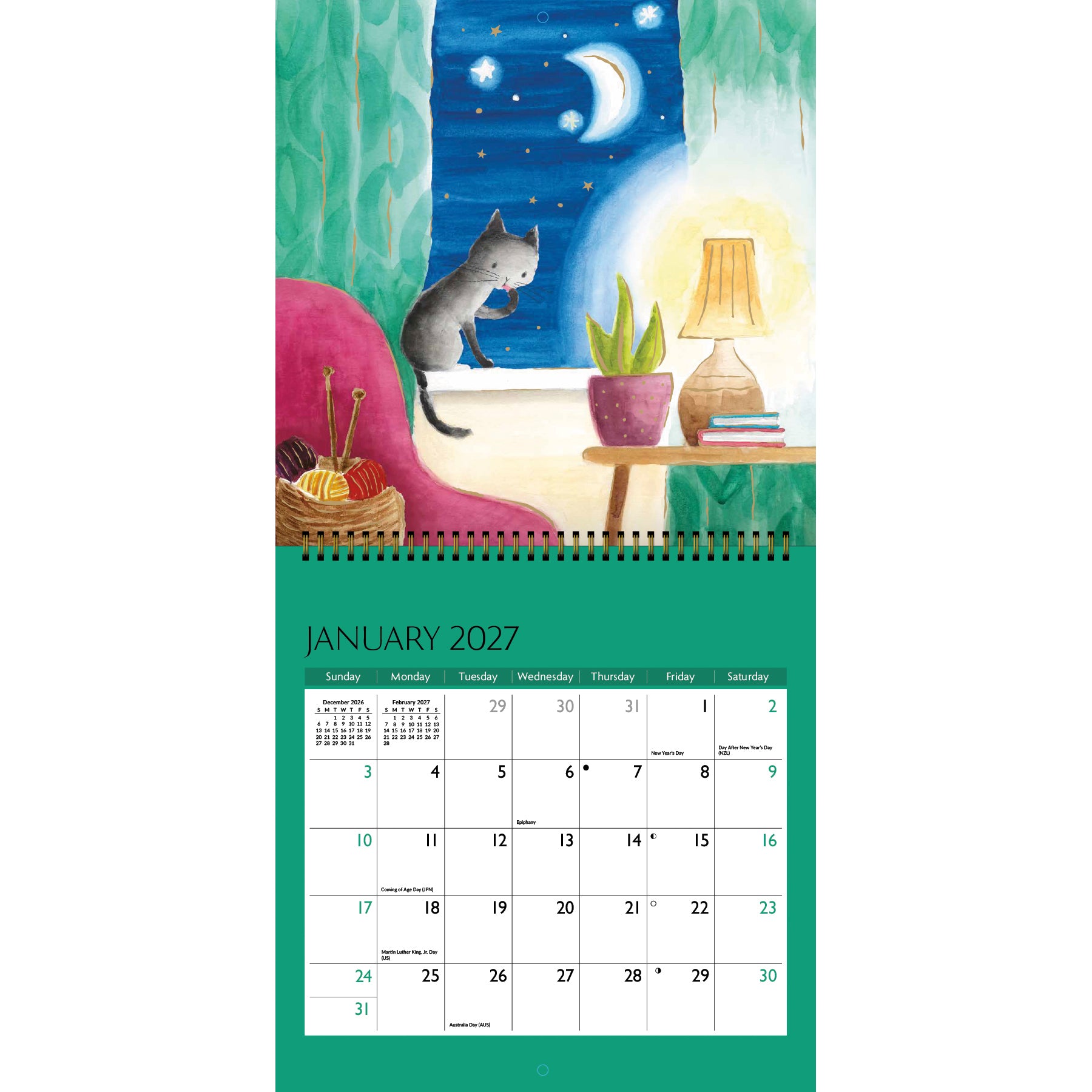 2027 Cute Cats - Spiral Square Wall Calendar – image 3