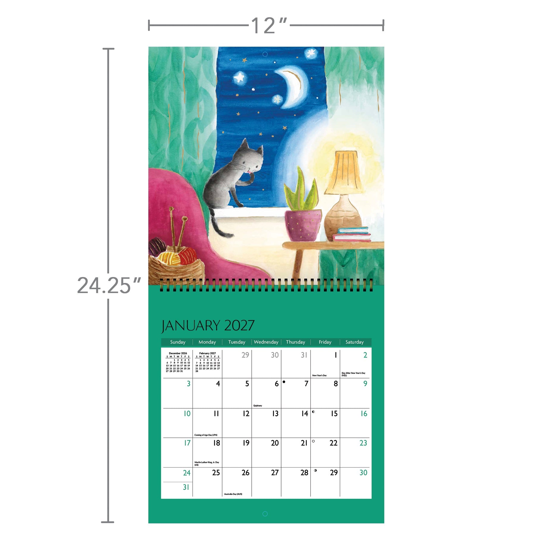 2027 Cute Cats - Spiral Square Wall Calendar – image 4
