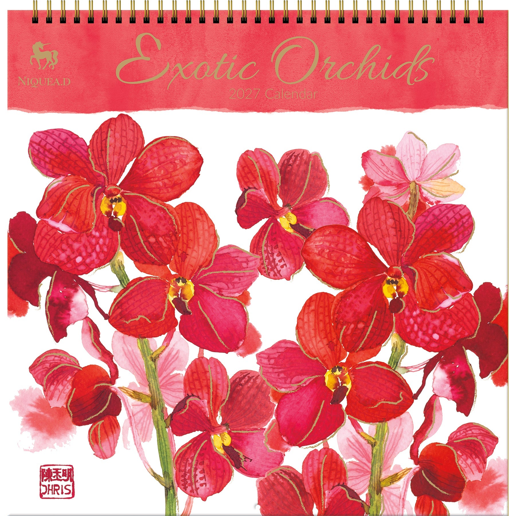 2027 Exotic Orchids - Spiral Square Wall Calendar – image 1