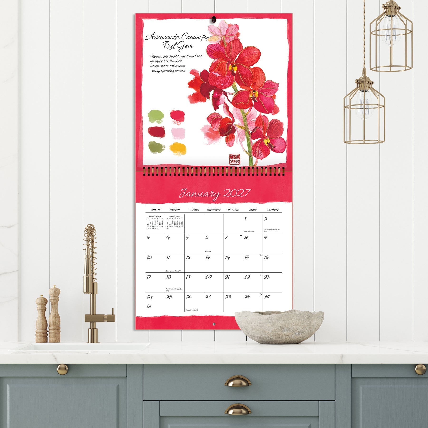 2027 Exotic Orchids - Spiral Square Wall Calendar – image 6