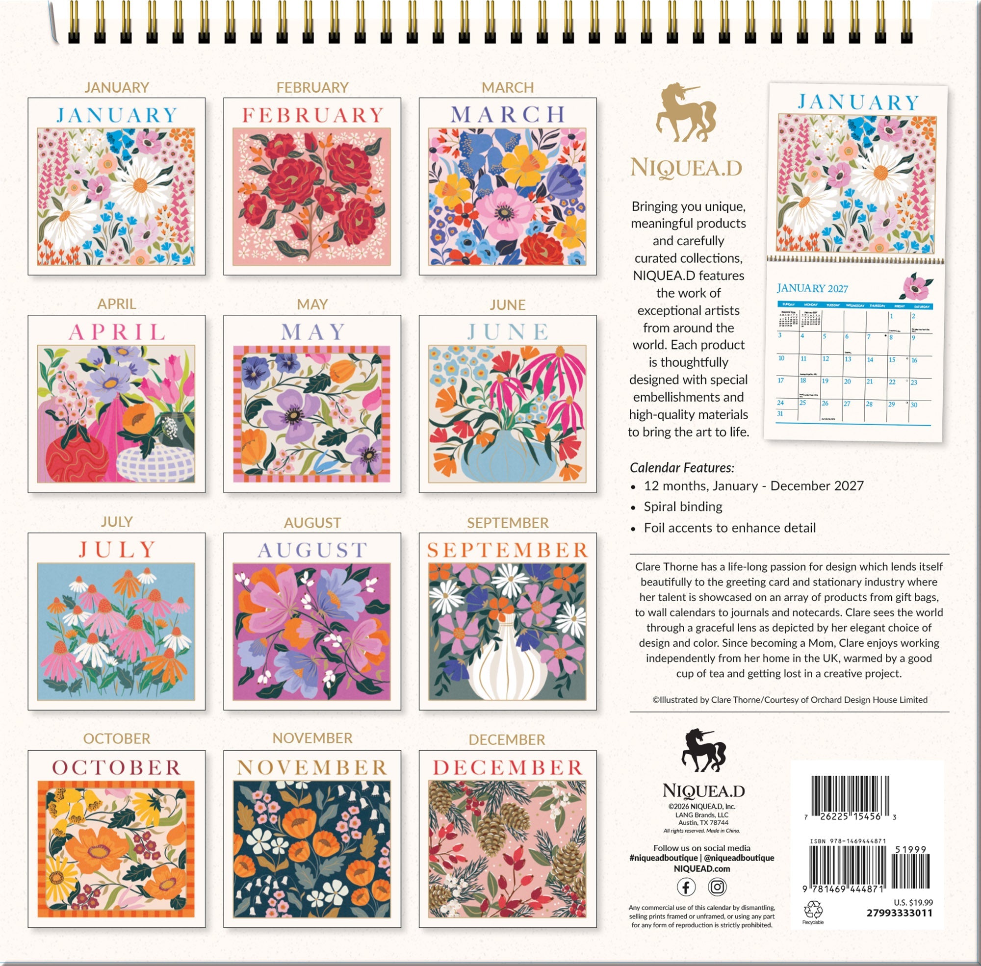 2027 In Bloom - Spiral Square Wall Calendar – image 2
